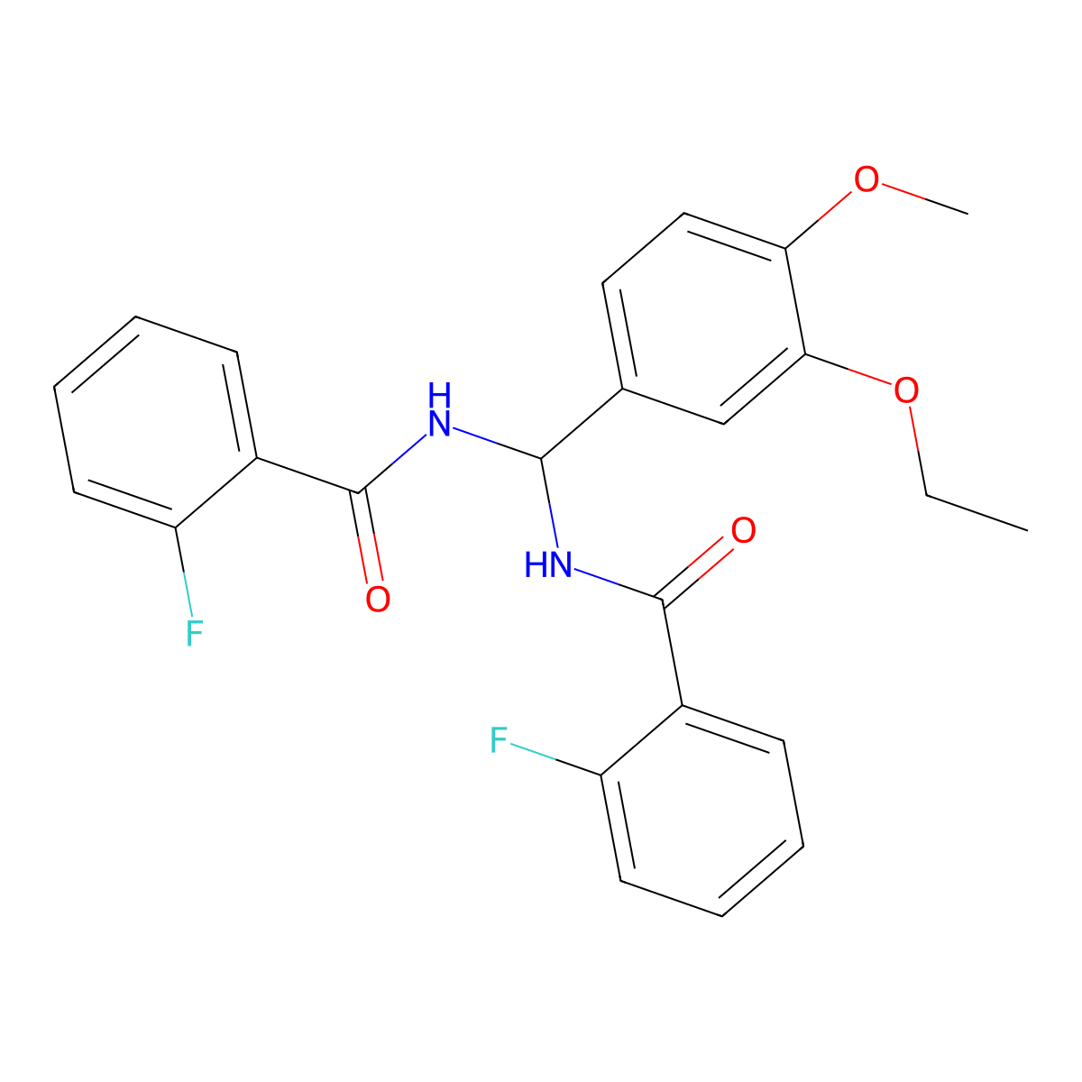 N-[(3-ethoxy-4-methoxyphenyl)-[(2-fluorobenzoyl)amino]methyl]-2-fluorobenzamide molecular structure, CAS 618860-99-4