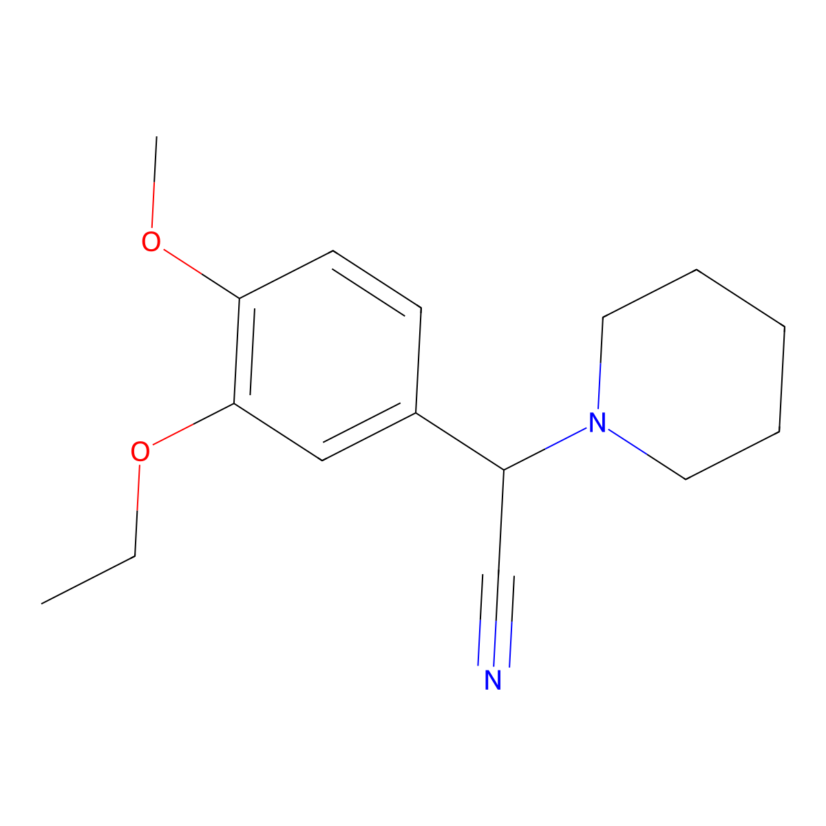 (3-Ethoxy-4-methoxy-phenyl)-piperidin-1-yl-acetonitrile molecular structure, CAS 618861-12-4