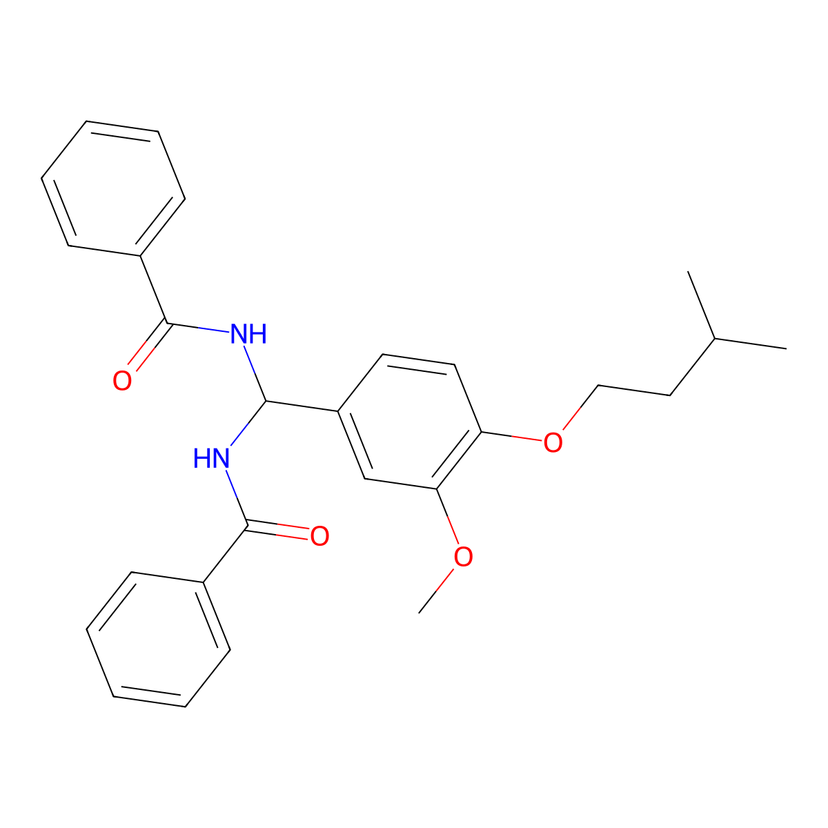 N-[benzamido-[3-methoxy-4-(3-methylbutoxy)phenyl]methyl]benzamide molecular structure, CAS 618861-91-9
