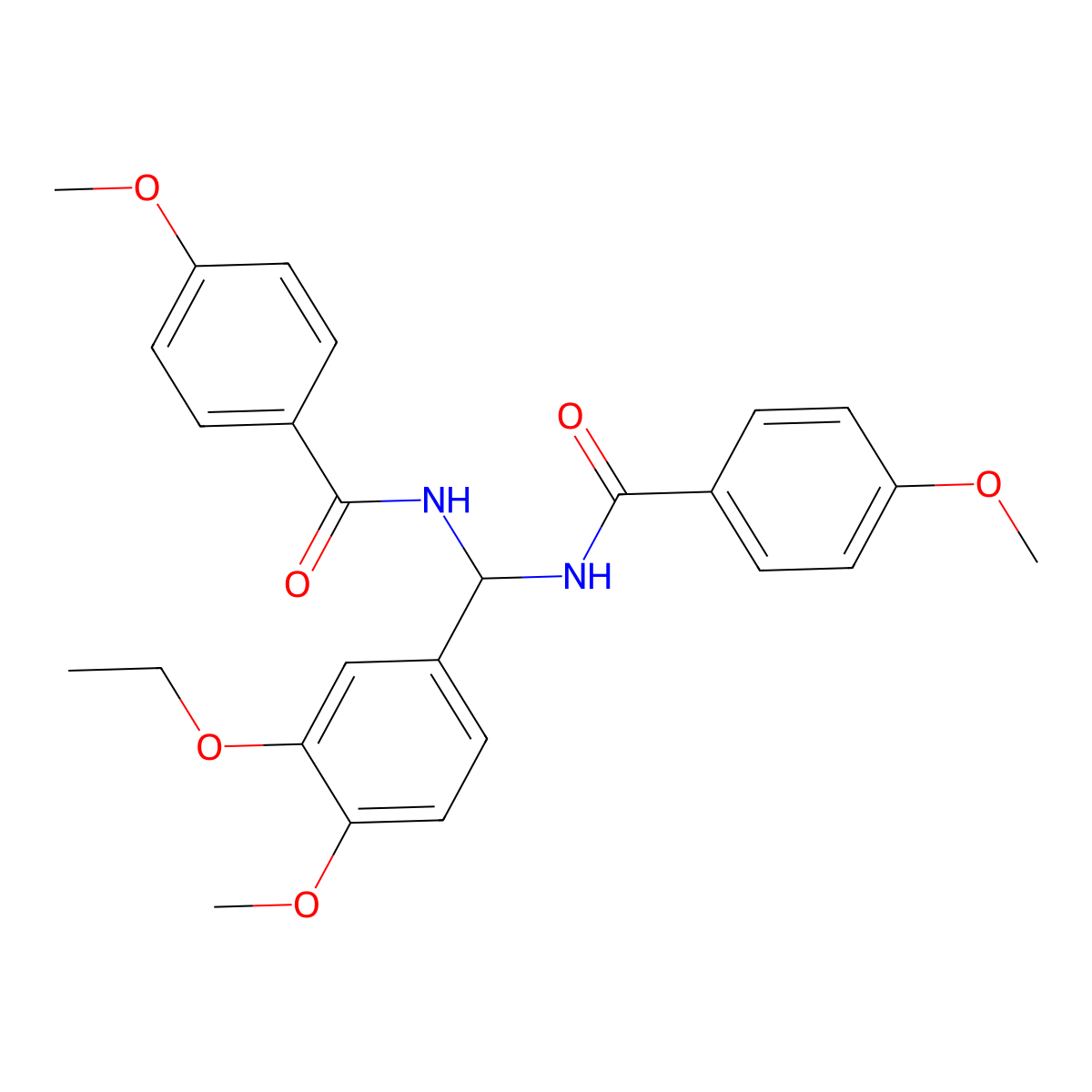 N-[(3-ethoxy-4-methoxyphenyl)-[(4-methoxybenzoyl)amino]methyl]-4-methoxybenzamide molecular structure, CAS 618862-73-0
