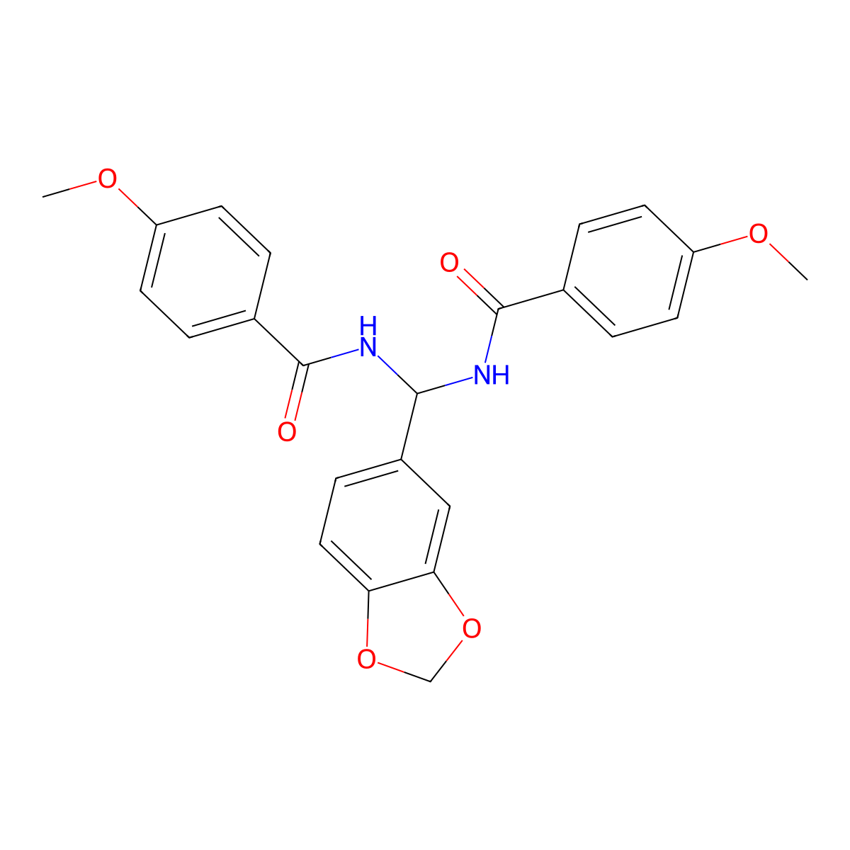 N-[1,3-benzodioxol-5-yl-[(4-methoxybenzoyl)amino]methyl]-4-methoxybenzamide molecular structure, CAS 618862-81-0