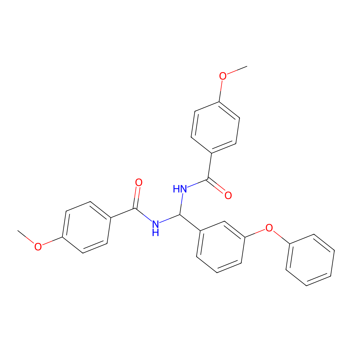 4-methoxy-N-[[(4-methoxybenzoyl)amino]-(3-phenoxyphenyl)methyl]benzamide molecular structure, CAS 618862-87-6