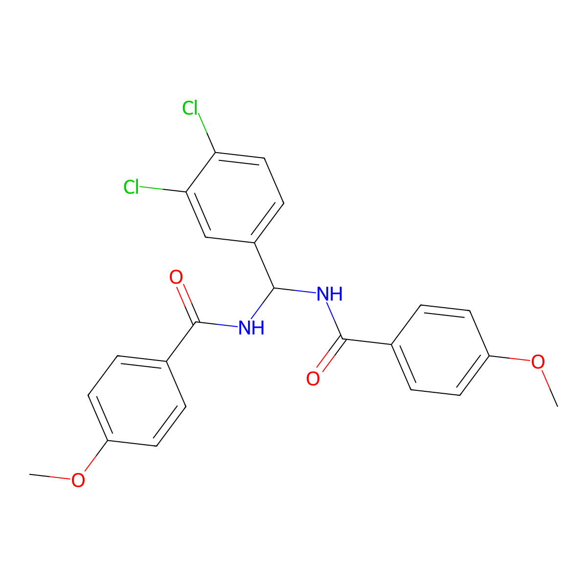 N-{(3,4-dichlorophenyl)[(4-methoxybenzoyl)amino]methyl}-4-methoxybenzamide molecular structure, CAS 618862-88-7