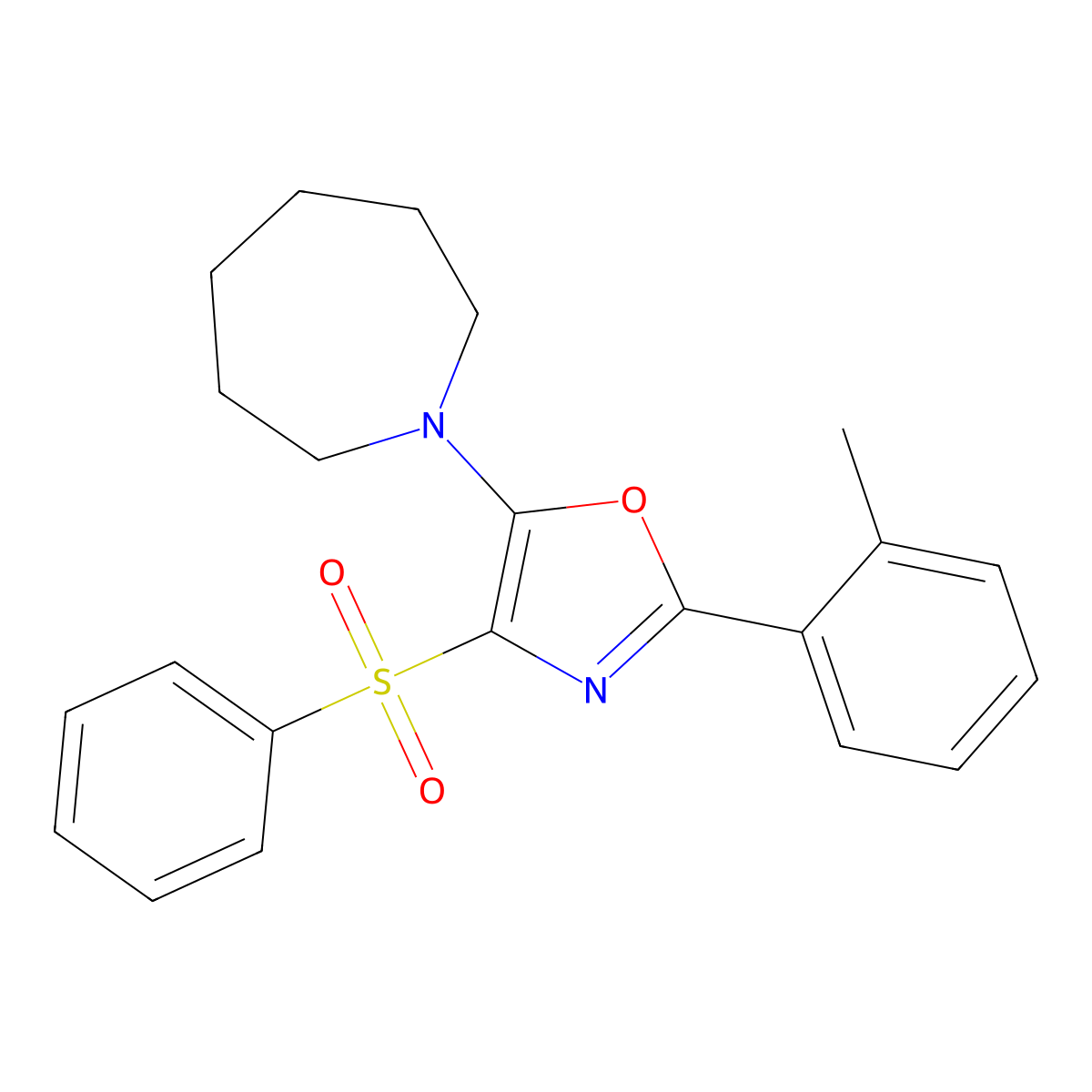 5-(Azepan-1-yl)-4-(phenylsulfonyl)-2-(o-tolyl)oxazole molecular structure, CAS 618862-89-8