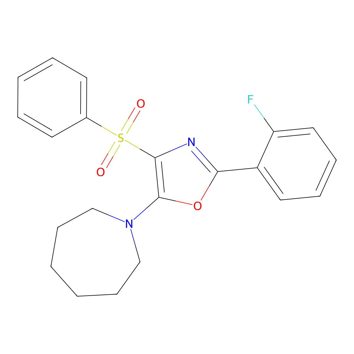 1-[4-(Benzenesulfonyl)-2-(2-fluorophenyl)-1,3-oxazol-5-YL]azepane molecular structure, CAS 618862-97-8