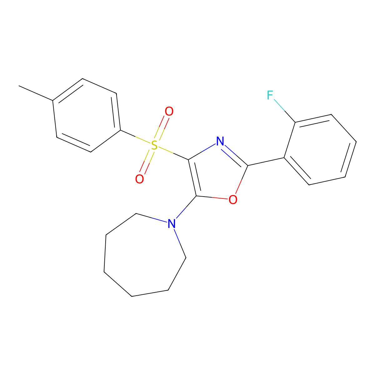 1-{2-(2-Fluorophenyl)-4-[(4-methylphenyl)sulfonyl]-1,3-oxazol-5-yl}azepane molecular structure, CAS 618862-98-9