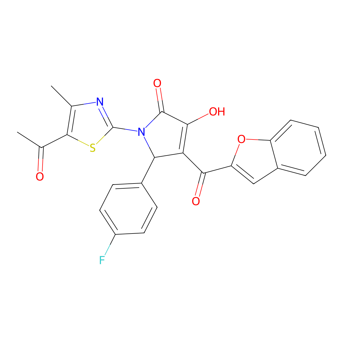 1-(5-acetyl-4-methyl-1,3-thiazol-2-yl)-3-(1-benzofuran-2-carbonyl)-2-(4-fluorophenyl)-4-hydroxy-2H-pyrrol-5-one molecular structure, CAS 618864-10-1