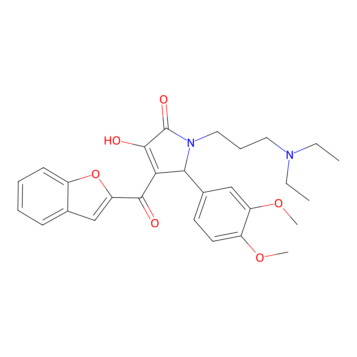 4-(Benzo[d]furan-2-ylcarbonyl)-1-[3-(diethylamino)propyl]-5-(3,4-dimethoxyphen yl)-3-hydroxy-3-pyrrolin-2-one molecular structure, CAS 618867-52-0