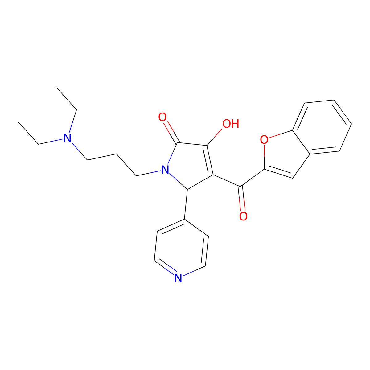 4-(benzofuran-2-carbonyl)-1-(3-(diethylamino)propyl)-3-hydroxy-5-(pyridin-4-yl)-1H-pyrrol-2(5H)-one molecular structure, CAS 618867-64-4
