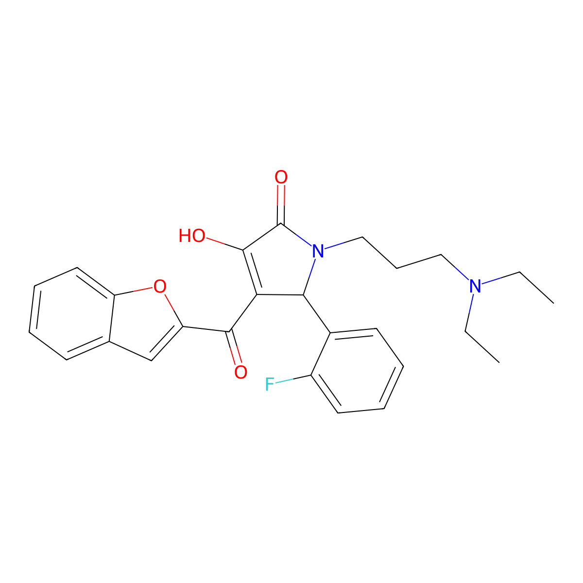 4-(1-benzofuran-2-ylcarbonyl)-1-[3-(diethylamino)propyl]-5-(2-fluorophenyl)-3-hydroxy-1,5-dihydro-2H-pyrrol-2-one molecular structure, CAS 618867-96-2