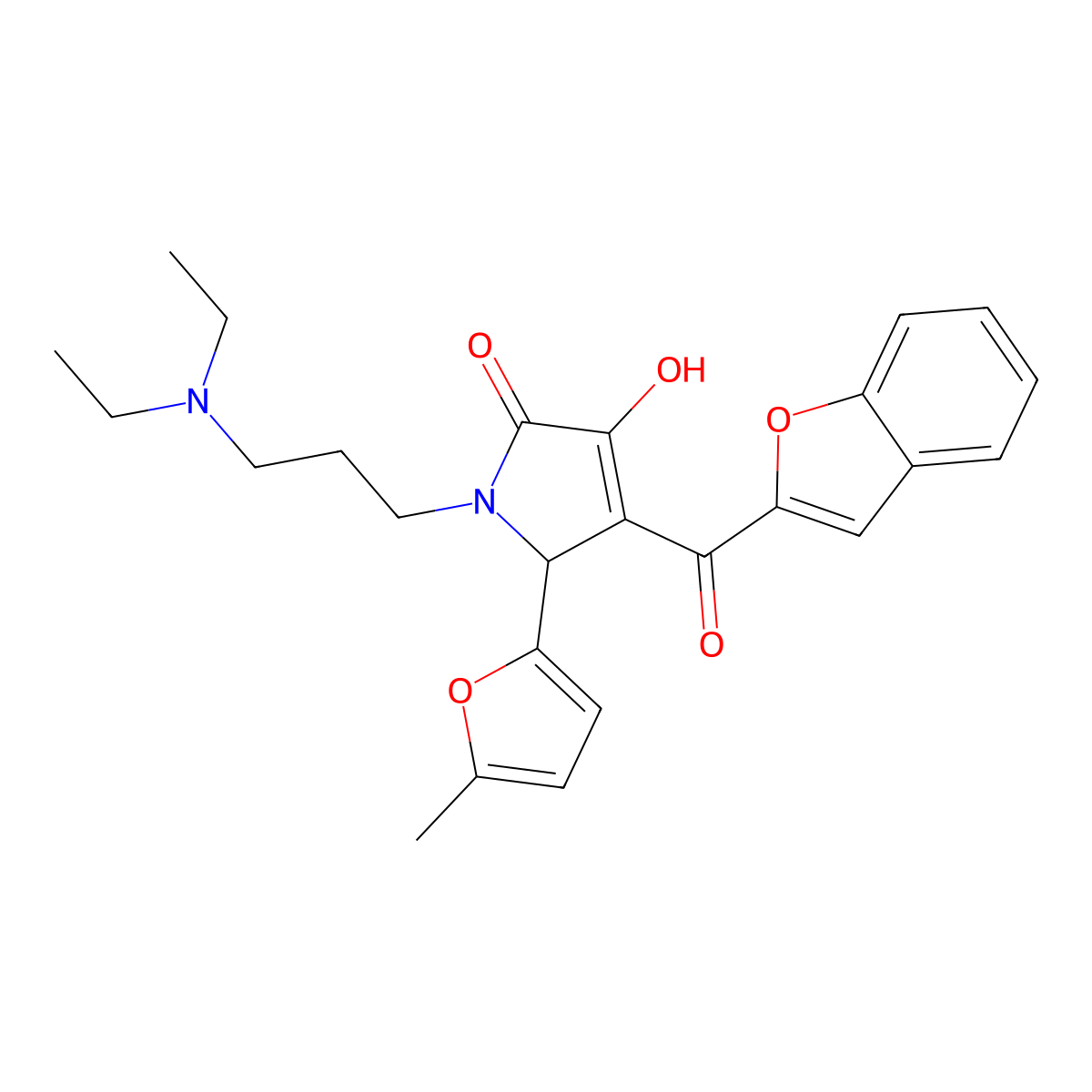 4-(benzofuran-2-carbonyl)-1-(3-(diethylamino)propyl)-3-hydroxy-5-(5-methylfuran-2-yl)-1H-pyrrol-2(5H)-one molecular structure, CAS 618868-06-7