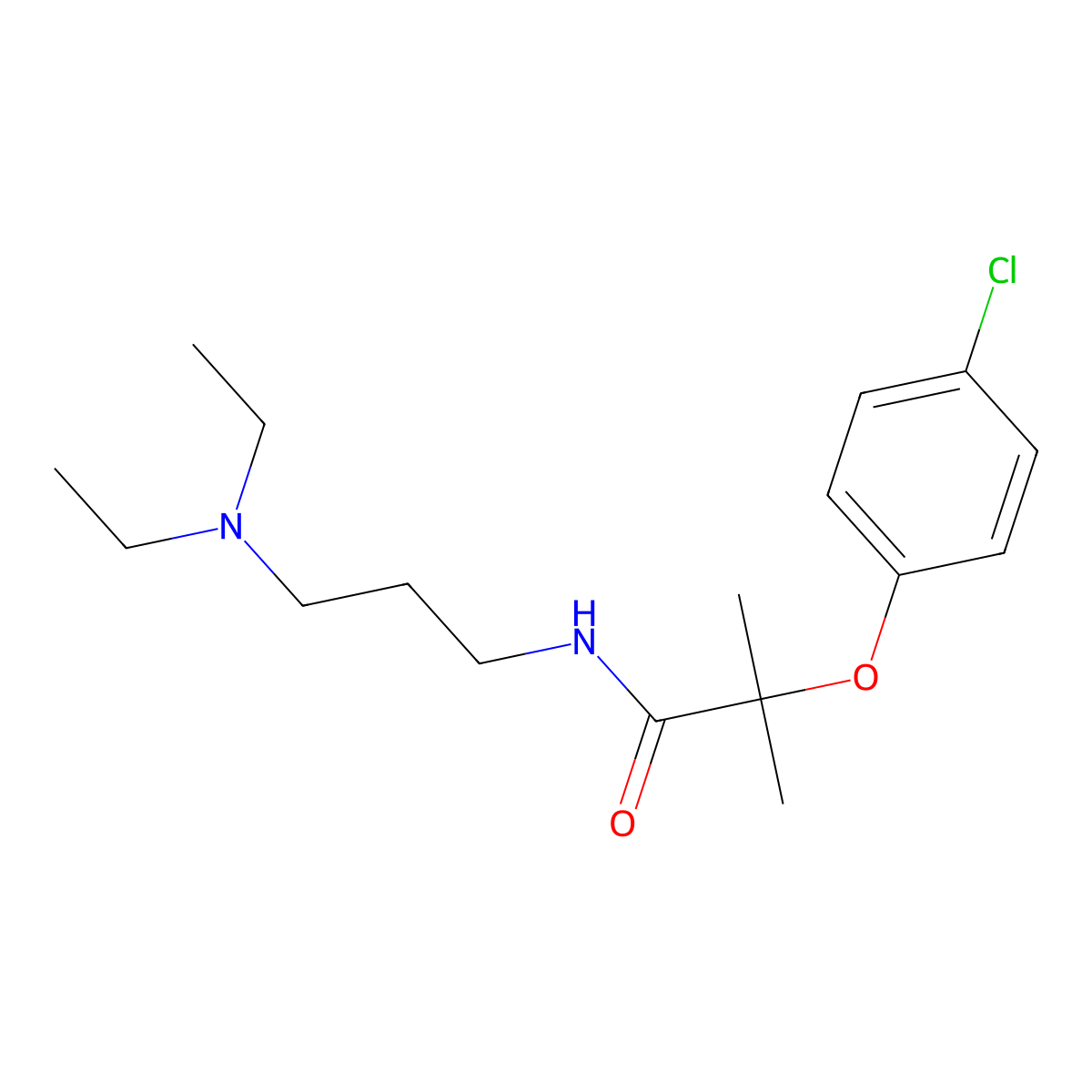 Propionamide, 2-(p-chlorophenoxy)-N-(3-(diethylamino)propyl)-2-methyl- molecular structure, CAS 61887-08-9