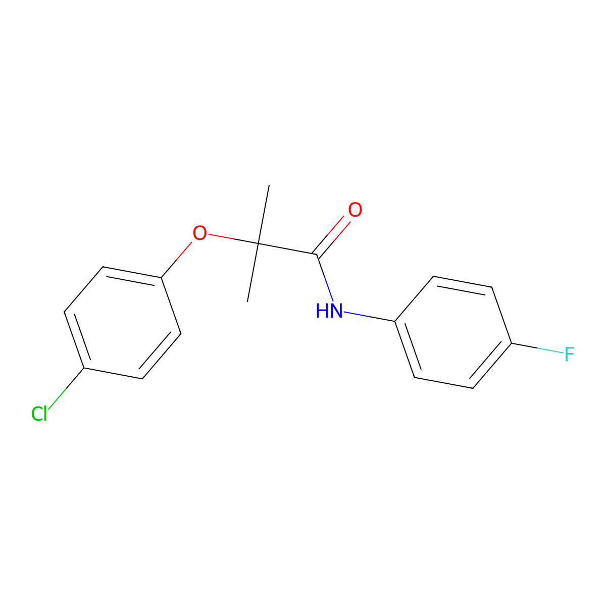 2-(4-chlorophenoxy)-N-(4-fluorophenyl)-2-methylpropanamide molecular structure, CAS 61887-25-0