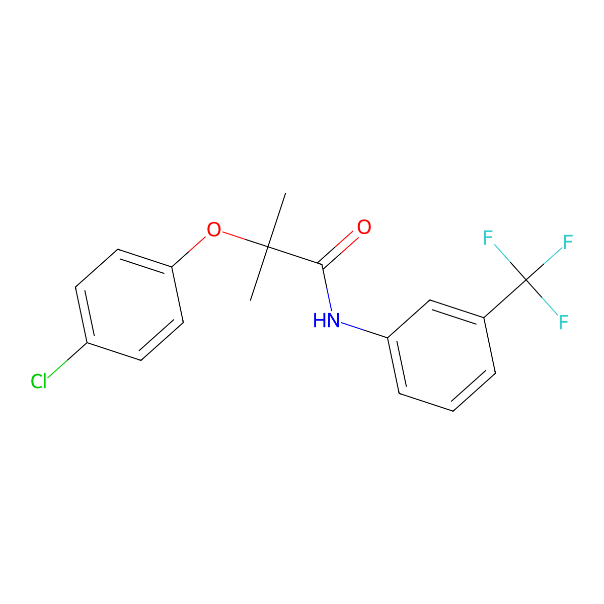2-(4-chlorophenoxy)-2-methyl-N-[3-(trifluoromethyl)phenyl]propanamide molecular structure, CAS 61887-29-4