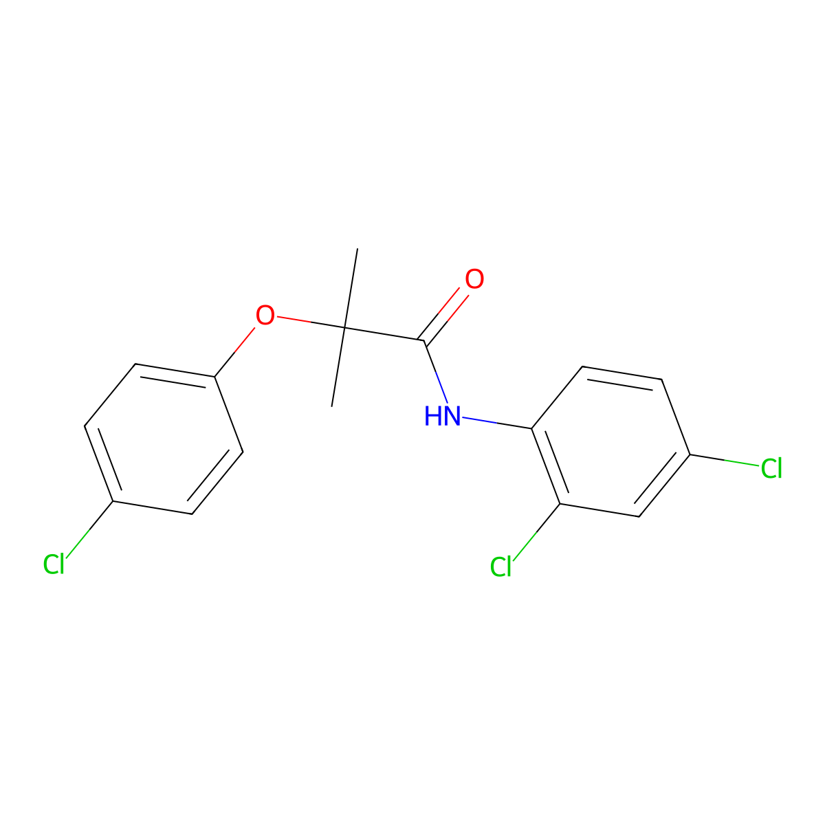 2-(4-chlorophenoxy)-N-(2,4-dichlorophenyl)-2-methylpropanamide molecular structure, CAS 61887-32-9