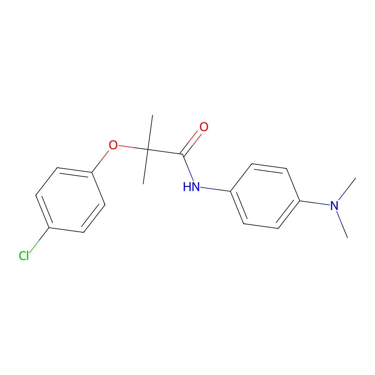 2-(4-chlorophenoxy)-N-[4-(dimethylamino)phenyl]-2-methylpropanamide molecular structure, CAS 61887-34-1