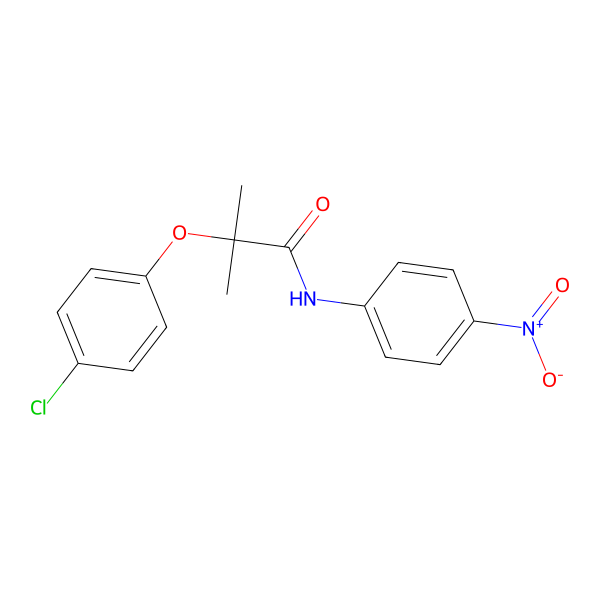 2-(4-chlorophenoxy)-2-methyl-N-(4-nitrophenyl)propanamide molecular structure, CAS 61887-35-2