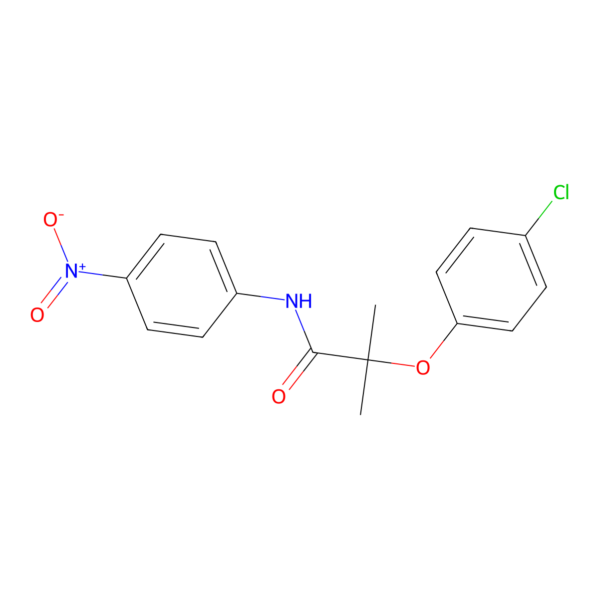 2-(4-chlorophenoxy)-2-methyl-N-(4-nitrophenyl)propanamide molecular structure, CAS 61887-35-2