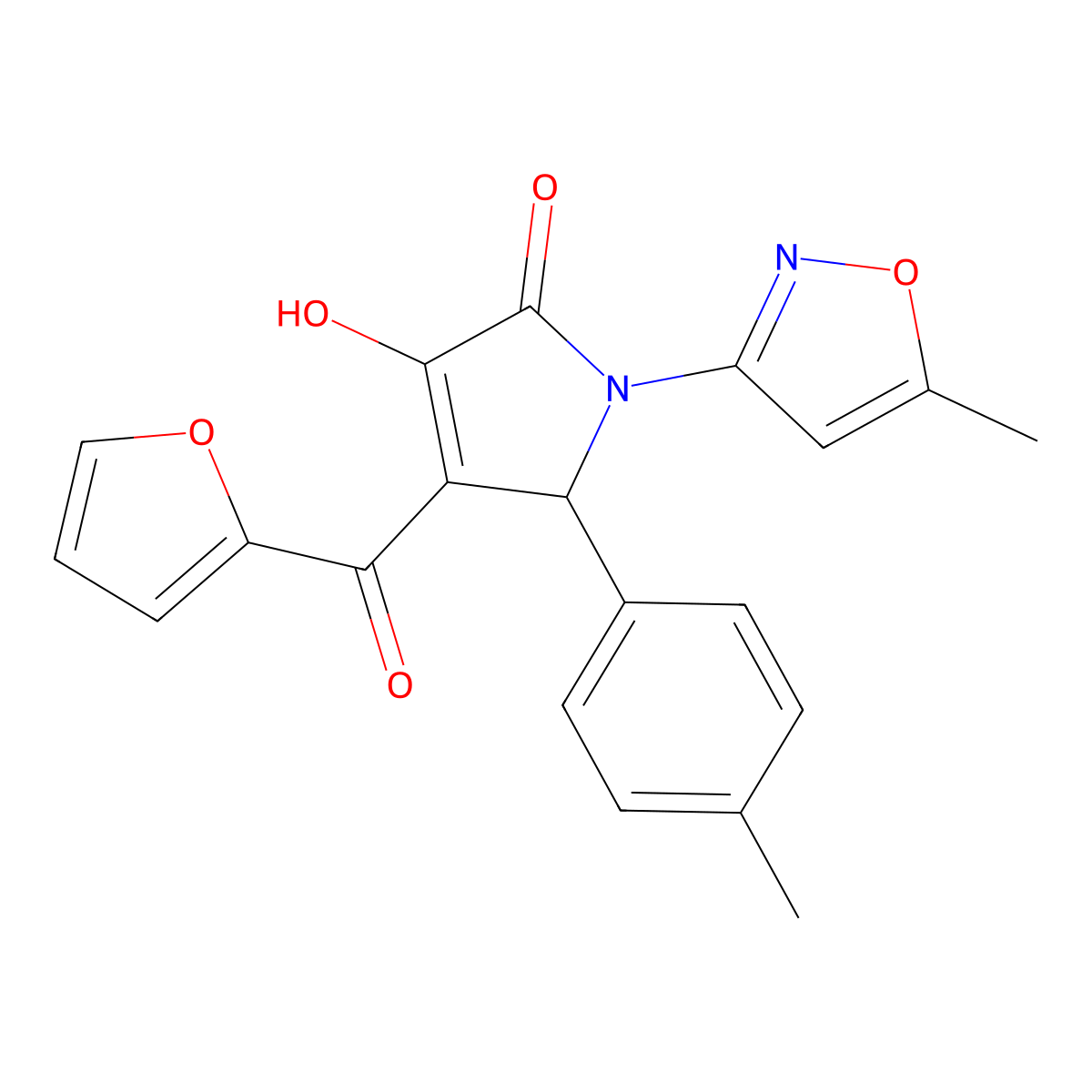4-(furan-2-carbonyl)-3-hydroxy-1-(5-methylisoxazol-3-yl)-5-(p-tolyl)-1H-pyrrol-2(5H)-one molecular structure, CAS 618871-81-1