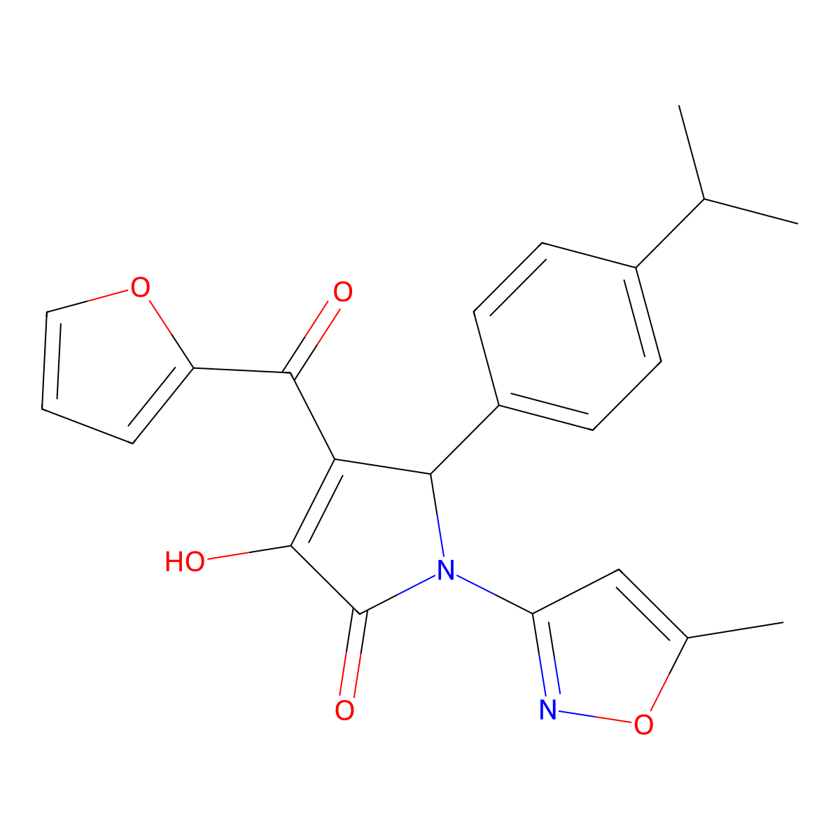 4-(furan-2-carbonyl)-3-hydroxy-5-(4-isopropylphenyl)-1-(5-methylisoxazol-3-yl)-1H-pyrrol-2(5H)-one molecular structure, CAS 618871-83-3