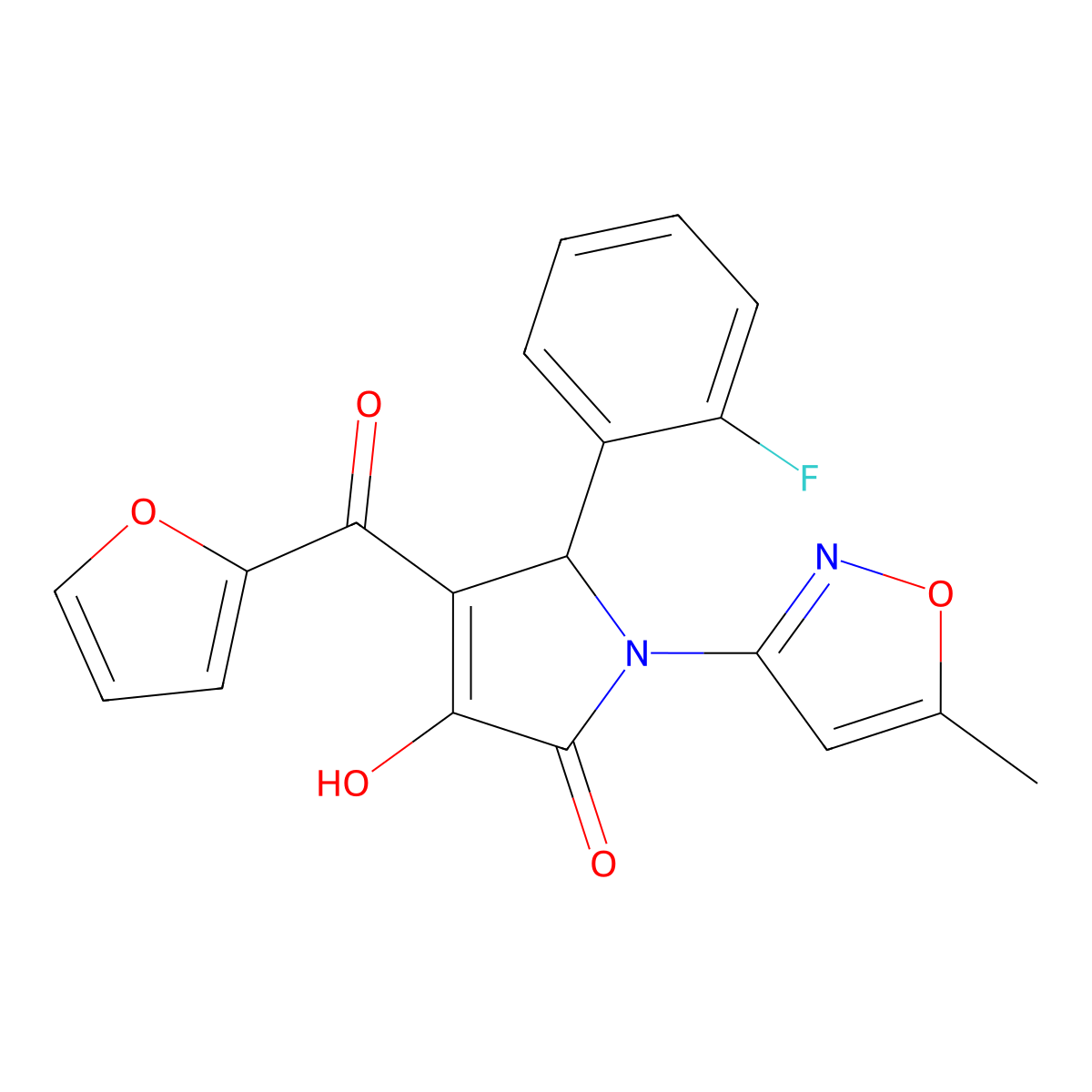 5-(2-fluorophenyl)-4-(furan-2-carbonyl)-3-hydroxy-1-(5-methylisoxazol-3-yl)-1H-pyrrol-2(5H)-one molecular structure, CAS 618871-87-7