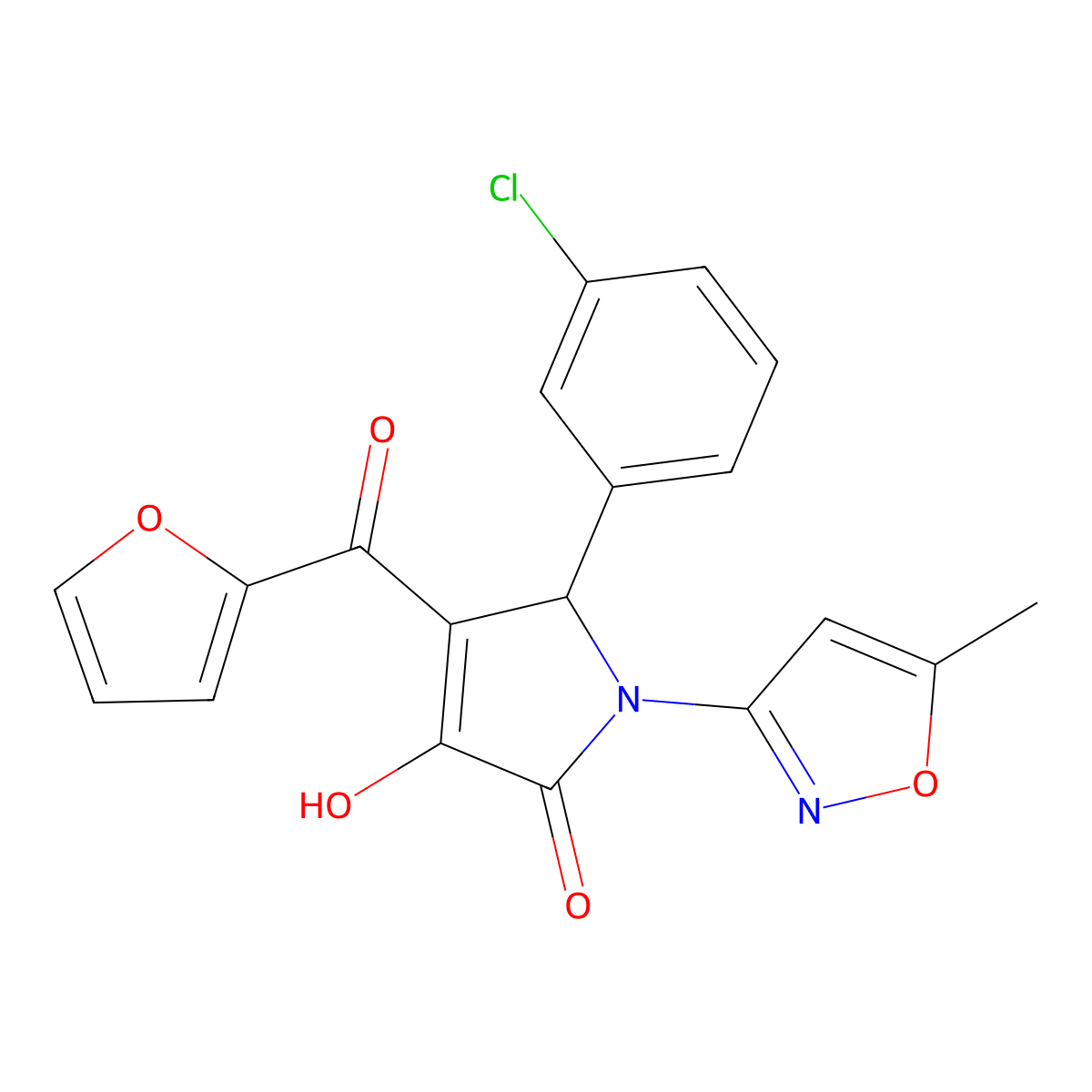 5-(3-chlorophenyl)-4-(furan-2-carbonyl)-3-hydroxy-1-(5-methylisoxazol-3-yl)-1H-pyrrol-2(5H)-one molecular structure, CAS 618871-93-5