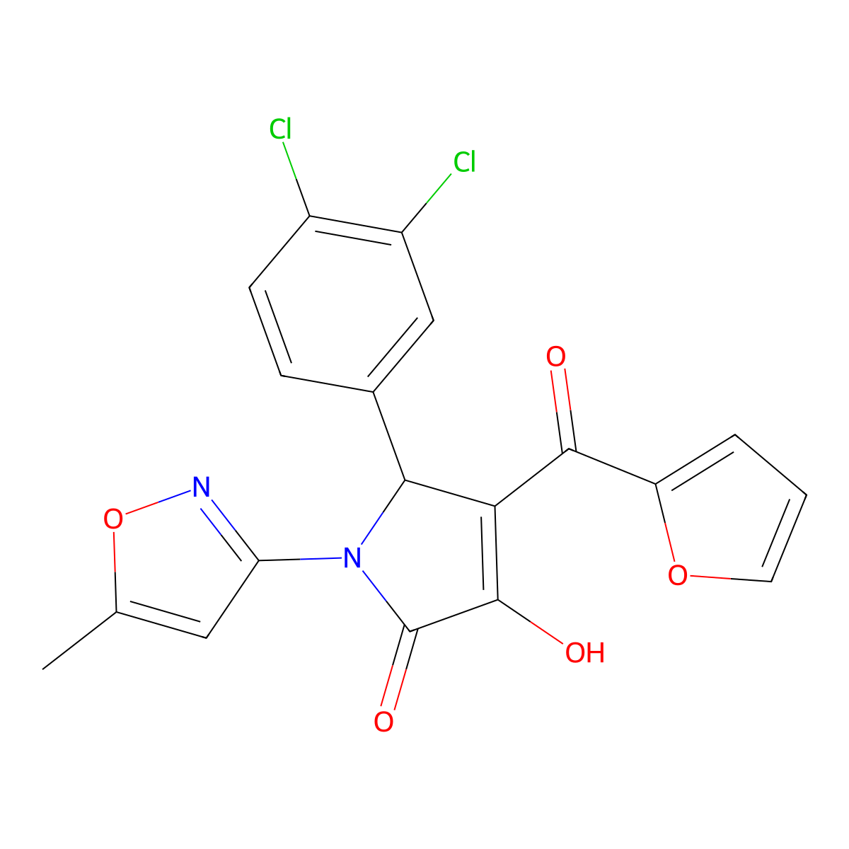 5-(3,4-dichlorophenyl)-4-(furan-2-carbonyl)-3-hydroxy-1-(5-methylisoxazol-3-yl)-1H-pyrrol-2(5H)-one molecular structure, CAS 618871-97-9