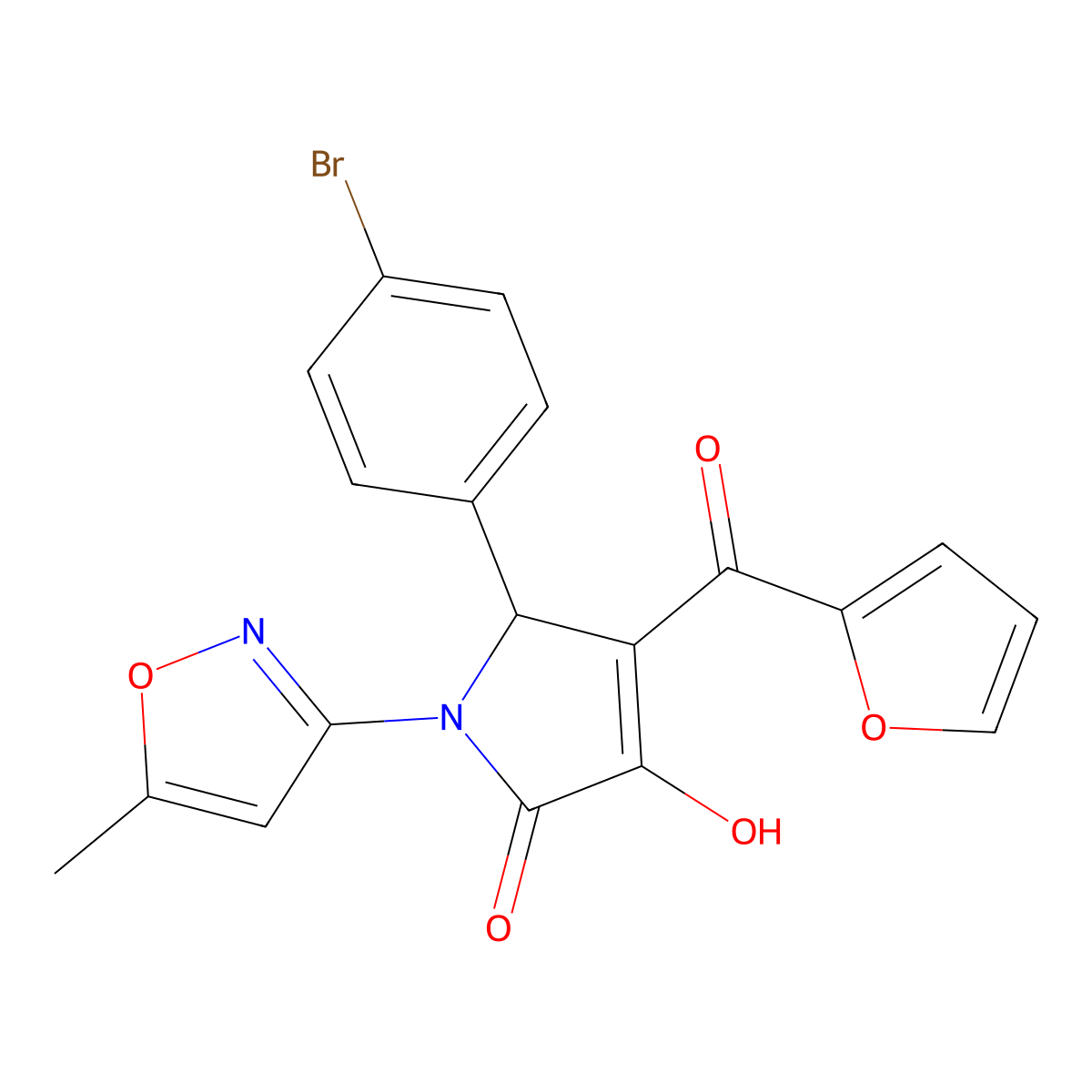 5-(4-bromophenyl)-4-(furan-2-carbonyl)-3-hydroxy-1-(5-methylisoxazol-3-yl)-1H-pyrrol-2(5H)-one molecular structure, CAS 618872-01-8