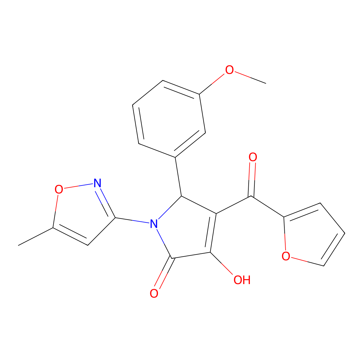 4-(furan-2-carbonyl)-3-hydroxy-5-(3-methoxyphenyl)-1-(5-methylisoxazol-3-yl)-1H-pyrrol-2(5H)-one molecular structure, CAS 618872-11-0