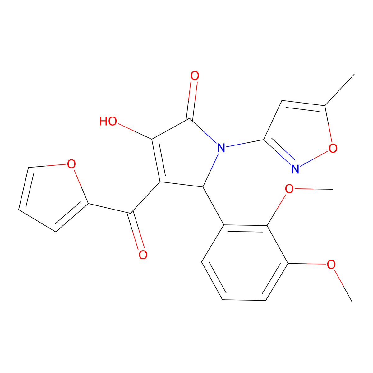 5-(2,3-Dimethoxyphenyl)-4-(2-furylcarbonyl)-3-hydroxy-1-(5-methylisoxazol-3-yl)-3-pyrrolin-2-one molecular structure, CAS 618872-21-2