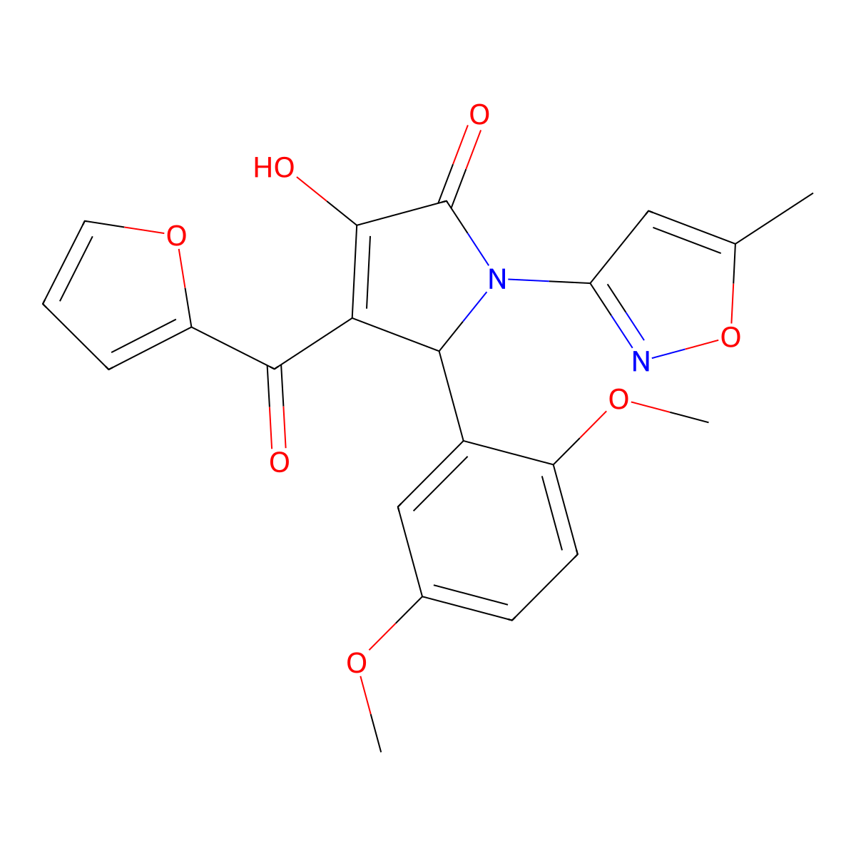 5-(2,5-dimethoxyphenyl)-4-(furan-2-carbonyl)-3-hydroxy-1-(5-methylisoxazol-3-yl)-1H-pyrrol-2(5H)-one molecular structure, CAS 618872-23-4