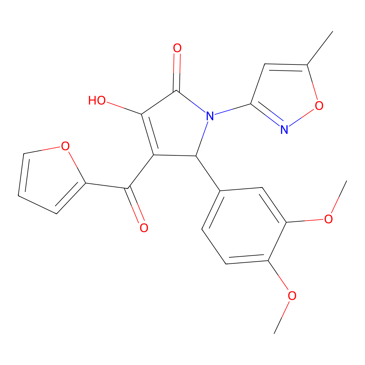 5-(3,4-dimethoxyphenyl)-4-(furan-2-carbonyl)-3-hydroxy-1-(5-methylisoxazol-3-yl)-1H-pyrrol-2(5H)-one molecular structure, CAS 618872-25-6