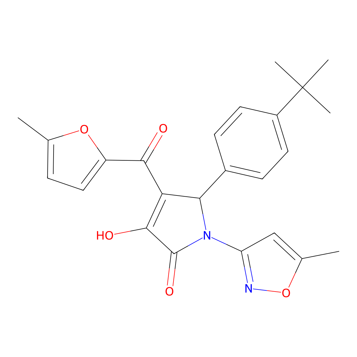 5-(4-(tert-butyl)phenyl)-3-hydroxy-4-(5-methylfuran-2-carbonyl)-1-(5-methylisoxazol-3-yl)-1H-pyrrol-2(5H)-one molecular structure, CAS 618872-37-0