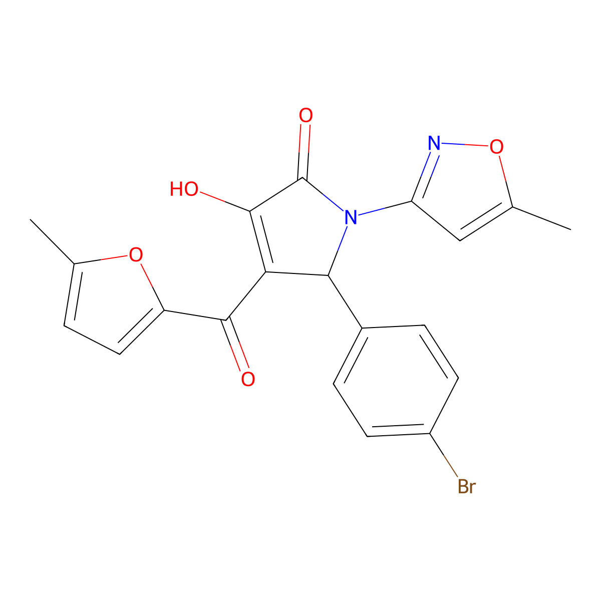 5-(4-bromophenyl)-3-hydroxy-4-(5-methylfuran-2-carbonyl)-1-(5-methylisoxazol-3-yl)-1H-pyrrol-2(5H)-one molecular structure, CAS 618872-51-8