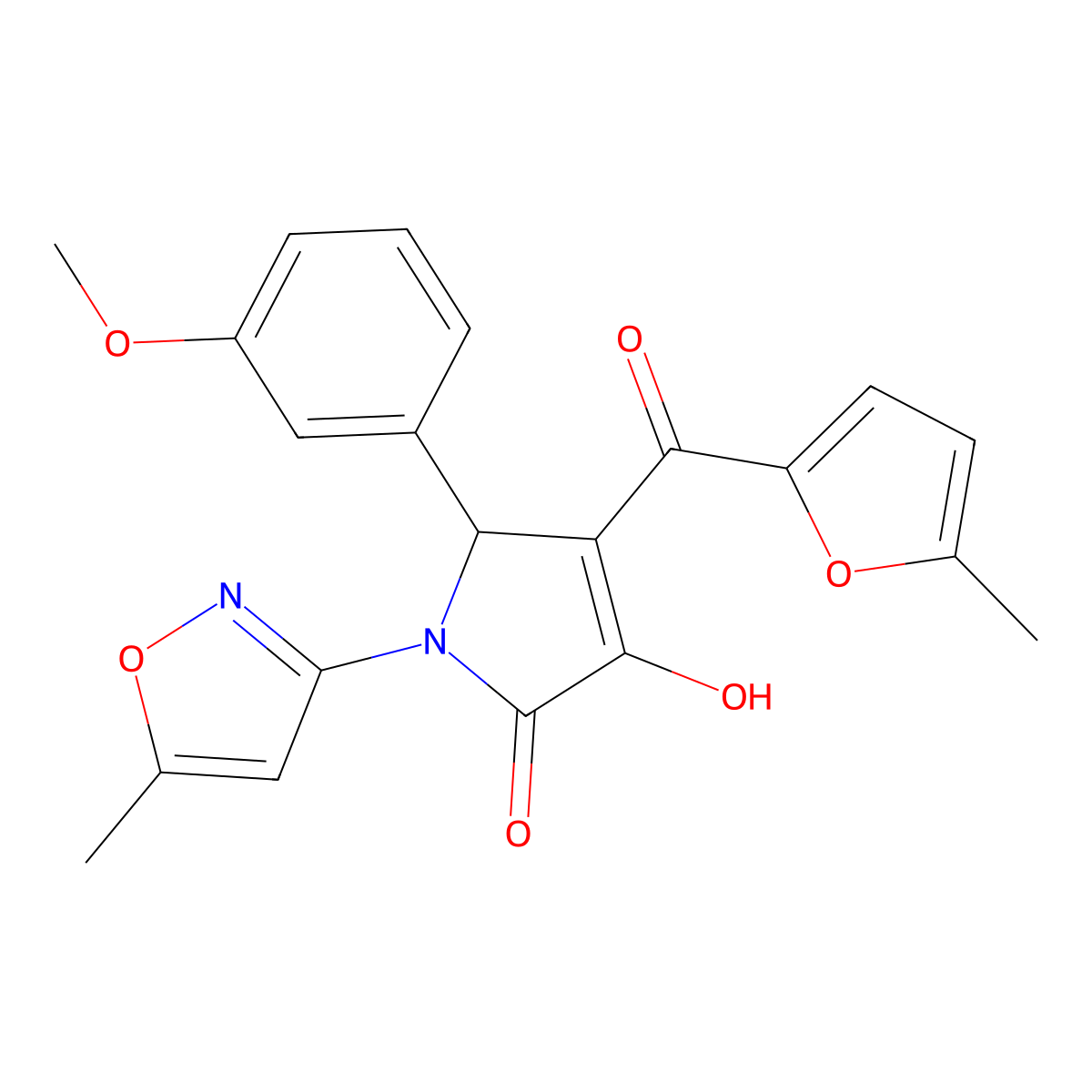 3-hydroxy-5-(3-methoxyphenyl)-4-(5-methylfuran-2-carbonyl)-1-(5-methylisoxazol-3-yl)-1H-pyrrol-2(5H)-one molecular structure, CAS 618872-62-1