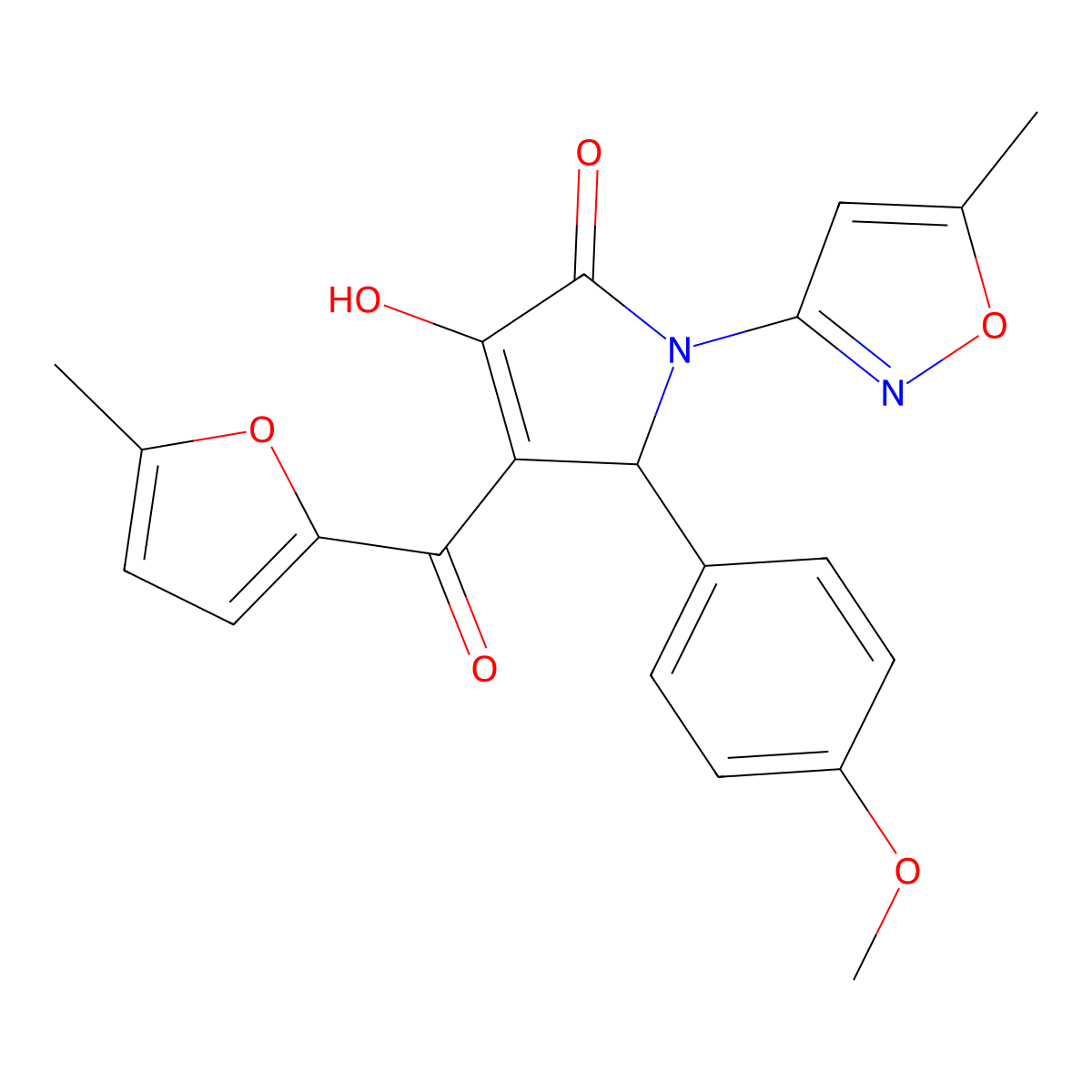 3-hydroxy-5-(4-methoxyphenyl)-4-(5-methylfuran-2-carbonyl)-1-(5-methylisoxazol-3-yl)-1H-pyrrol-2(5H)-one molecular structure, CAS 618872-64-3