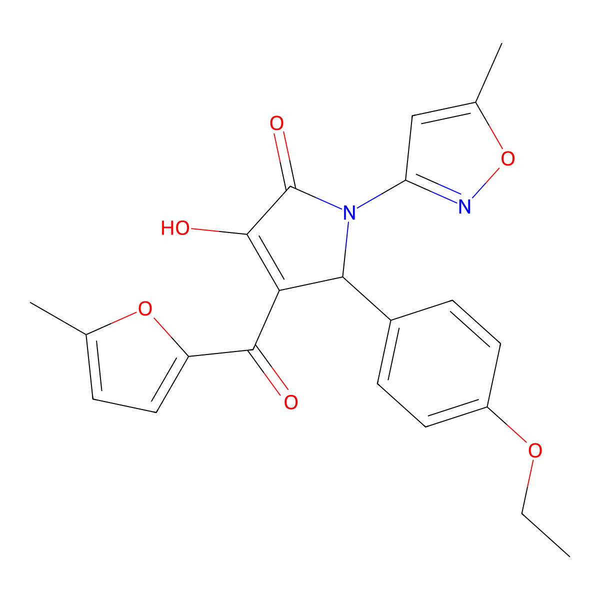 5-(4-ethoxyphenyl)-3-hydroxy-4-(5-methylfuran-2-carbonyl)-1-(5-methylisoxazol-3-yl)-1H-pyrrol-2(5H)-one molecular structure, CAS 618872-66-5