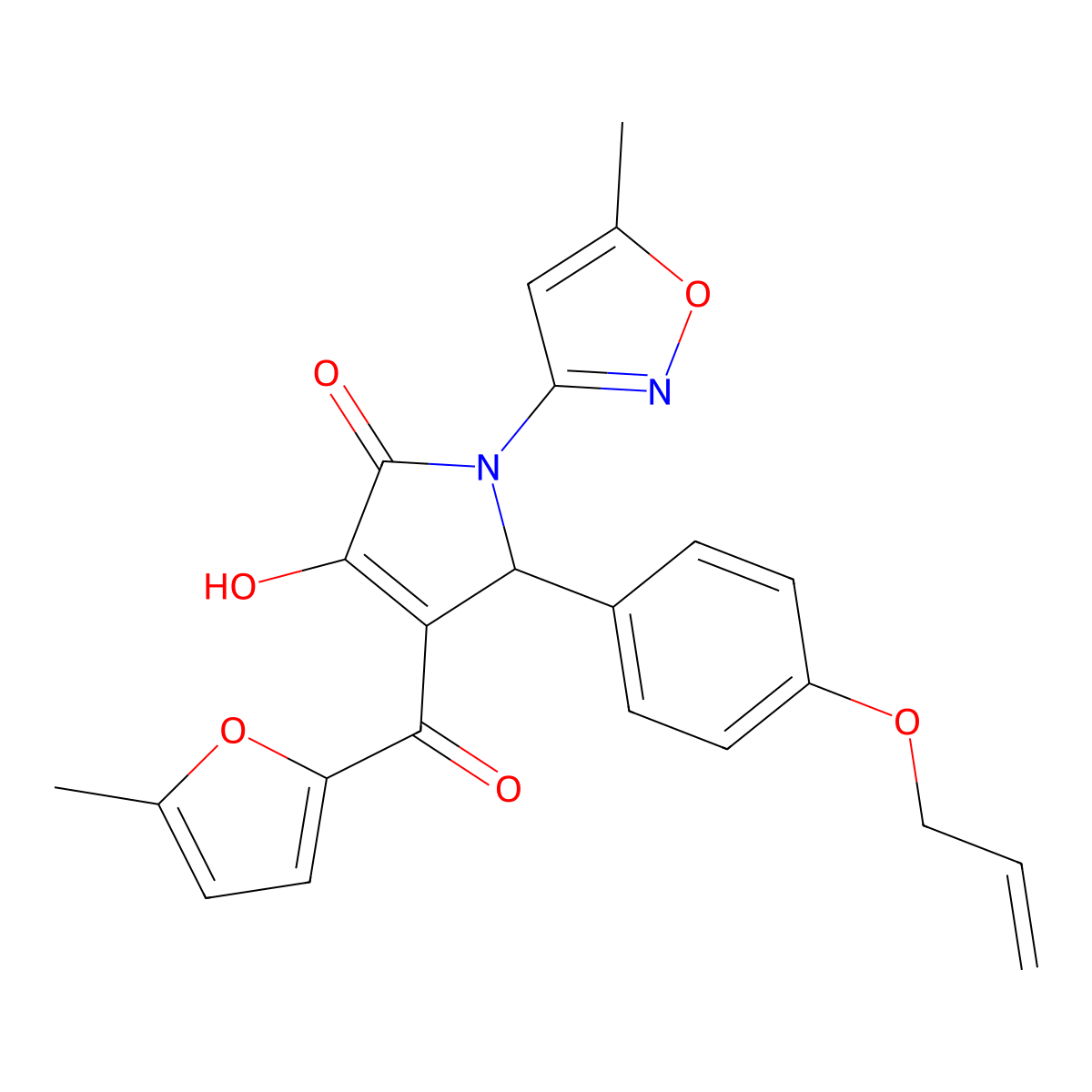 5-(4-(allyloxy)phenyl)-3-hydroxy-4-(5-methylfuran-2-carbonyl)-1-(5-methylisoxazol-3-yl)-1H-pyrrol-2(5H)-one molecular structure, CAS 618872-68-7