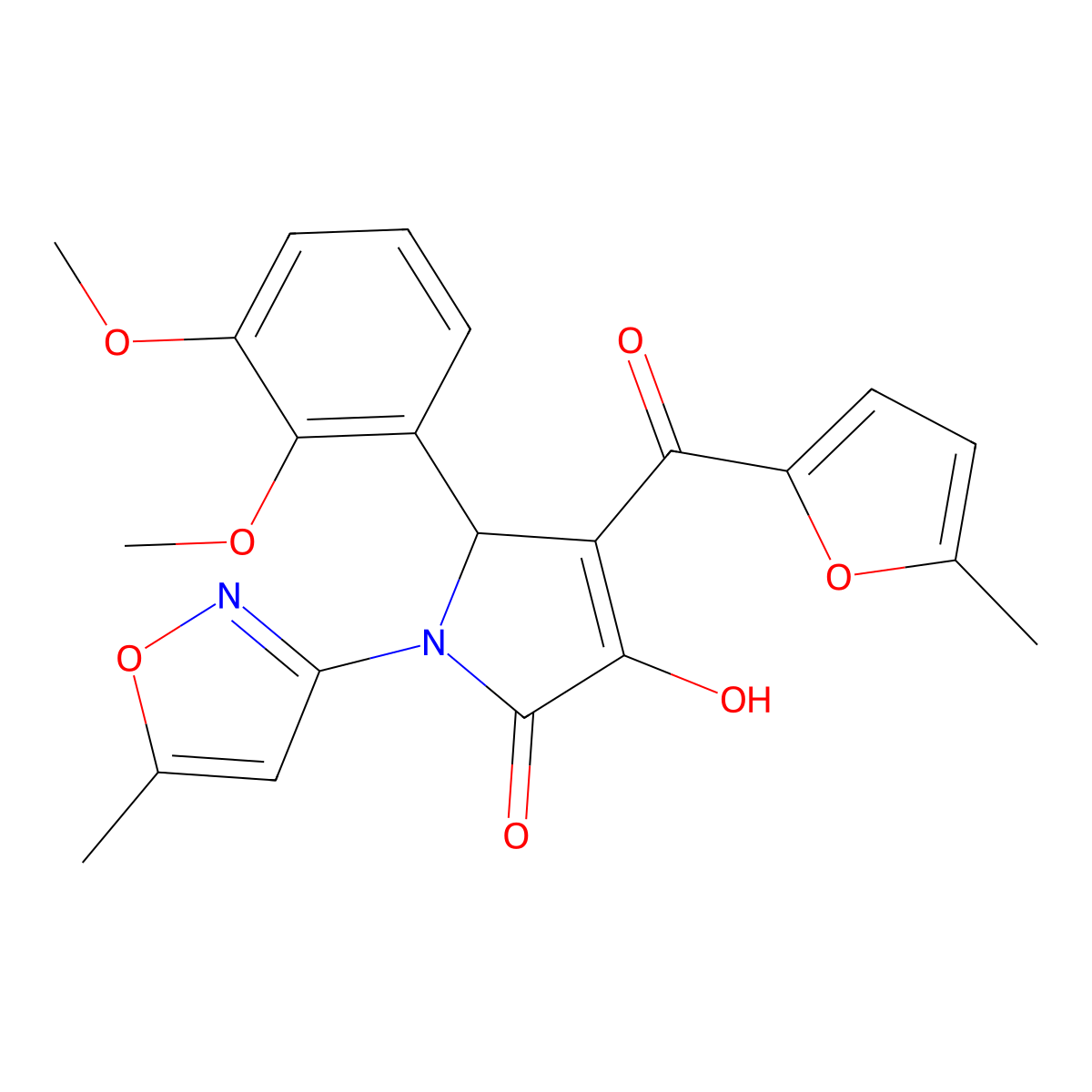 5-(2,3-dimethoxyphenyl)-3-hydroxy-4-(5-methylfuran-2-carbonyl)-1-(5-methylisoxazol-3-yl)-1H-pyrrol-2(5H)-one molecular structure, CAS 618872-72-3