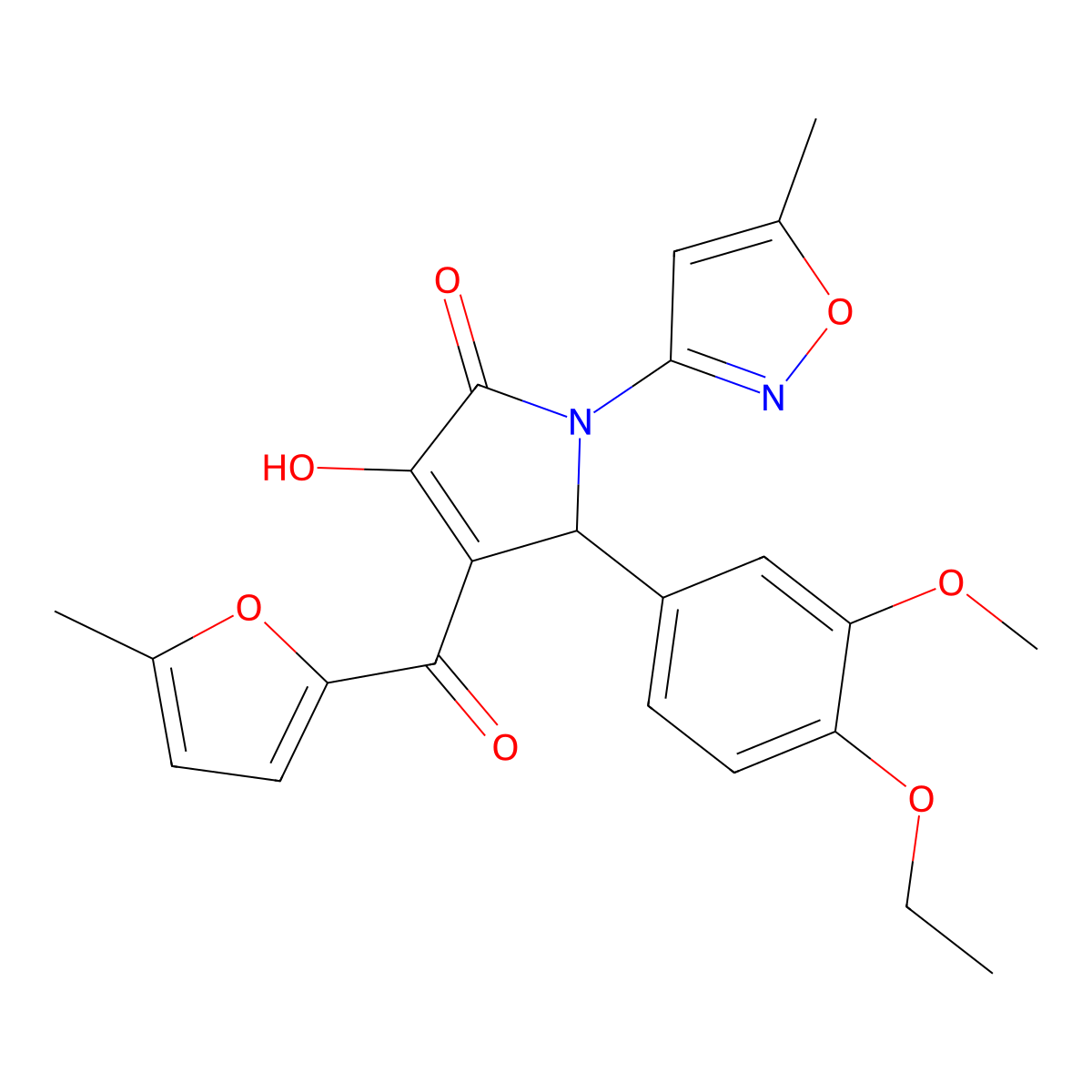 5-(4-ethoxy-3-methoxyphenyl)-3-hydroxy-4-(5-methylfuran-2-carbonyl)-1-(5-methylisoxazol-3-yl)-1H-pyrrol-2(5H)-one molecular structure, CAS 618872-78-9