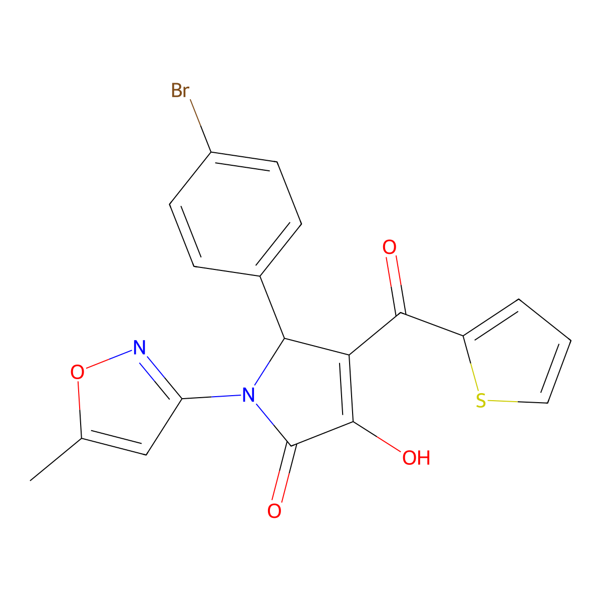 5-(4-bromophenyl)-3-hydroxy-1-(5-methylisoxazol-3-yl)-4-(thiophene-2-carbonyl)-1H-pyrrol-2(5H)-one molecular structure, CAS 618873-03-3