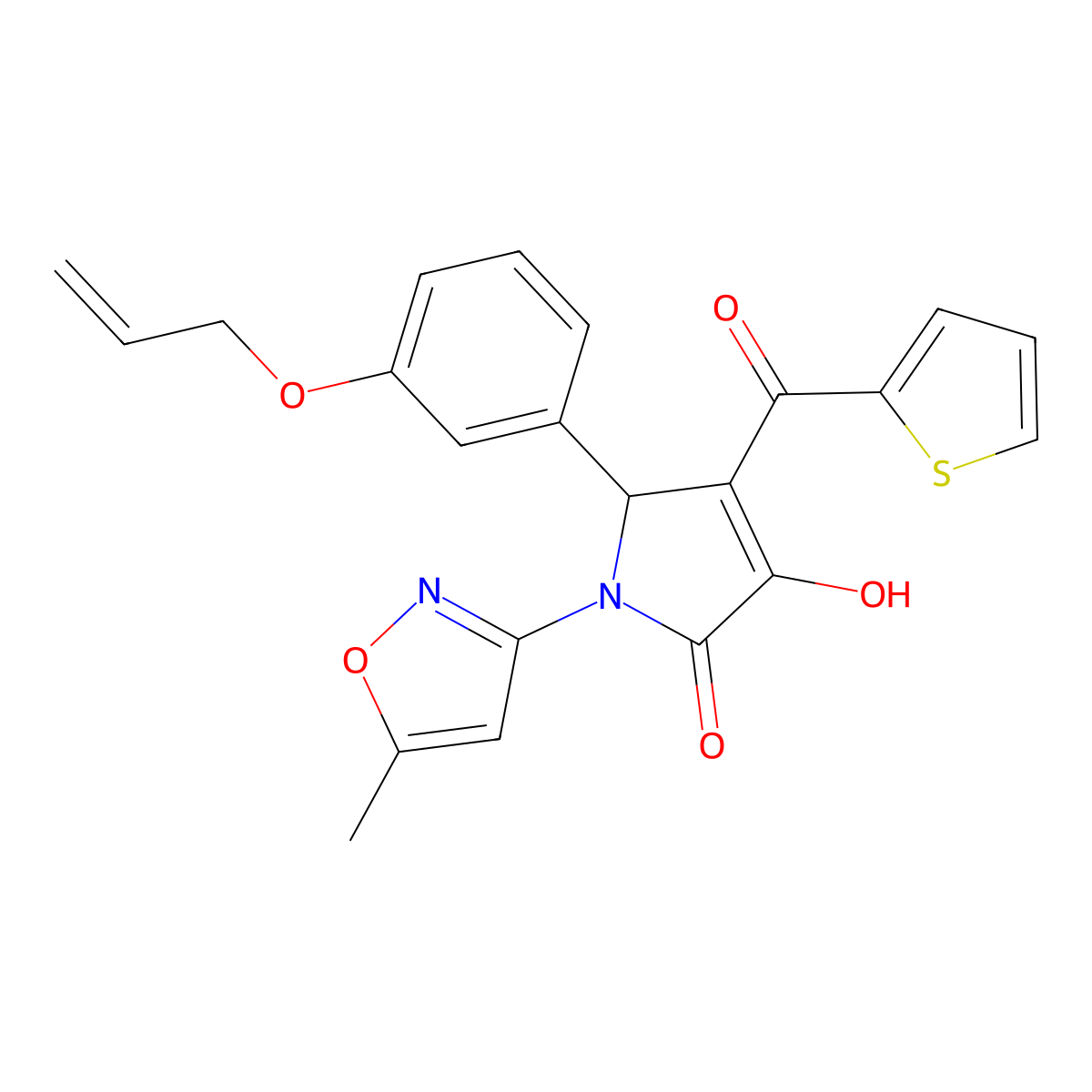 5-(3-(allyloxy)phenyl)-3-hydroxy-1-(5-methylisoxazol-3-yl)-4-(thiophene-2-carbonyl)-1H-pyrrol-2(5H)-one molecular structure, CAS 618873-33-9