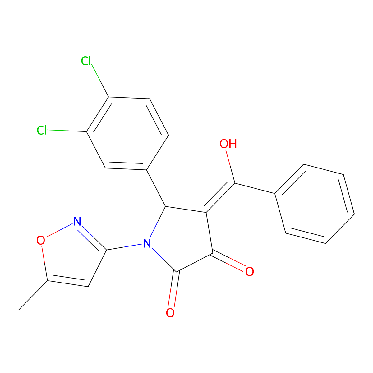 4-benzoyl-5-(3,4-dichlorophenyl)-3-hydroxy-1-(5-methyl-1,2-oxazol-3-yl)-2,5-dihydro-1H-pyrrol-2-one molecular structure, CAS 618873-52-2