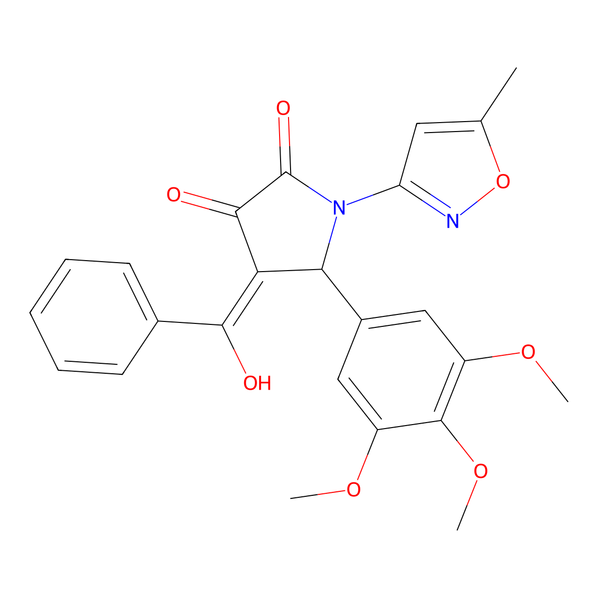 4-benzoyl-3-hydroxy-1-(5-methyl-1,2-oxazol-3-yl)-5-(3,4,5-trimethoxyphenyl)-2,5-dihydro-1H-pyrrol-2-one molecular structure, CAS 618873-96-4