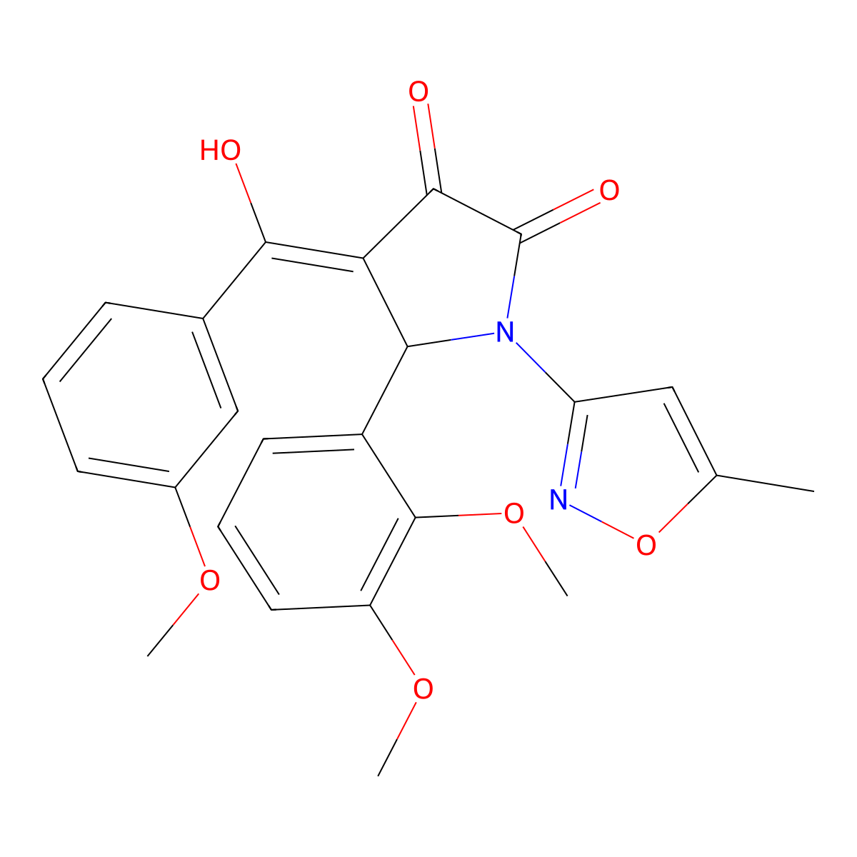 5-(2,3-dimethoxyphenyl)-3-hydroxy-4-(3-methoxybenzoyl)-1-(5-methyl-1,2-oxazol-3-yl)-2,5-dihydro-1H-pyrrol-2-one molecular structure, CAS 618875-04-0