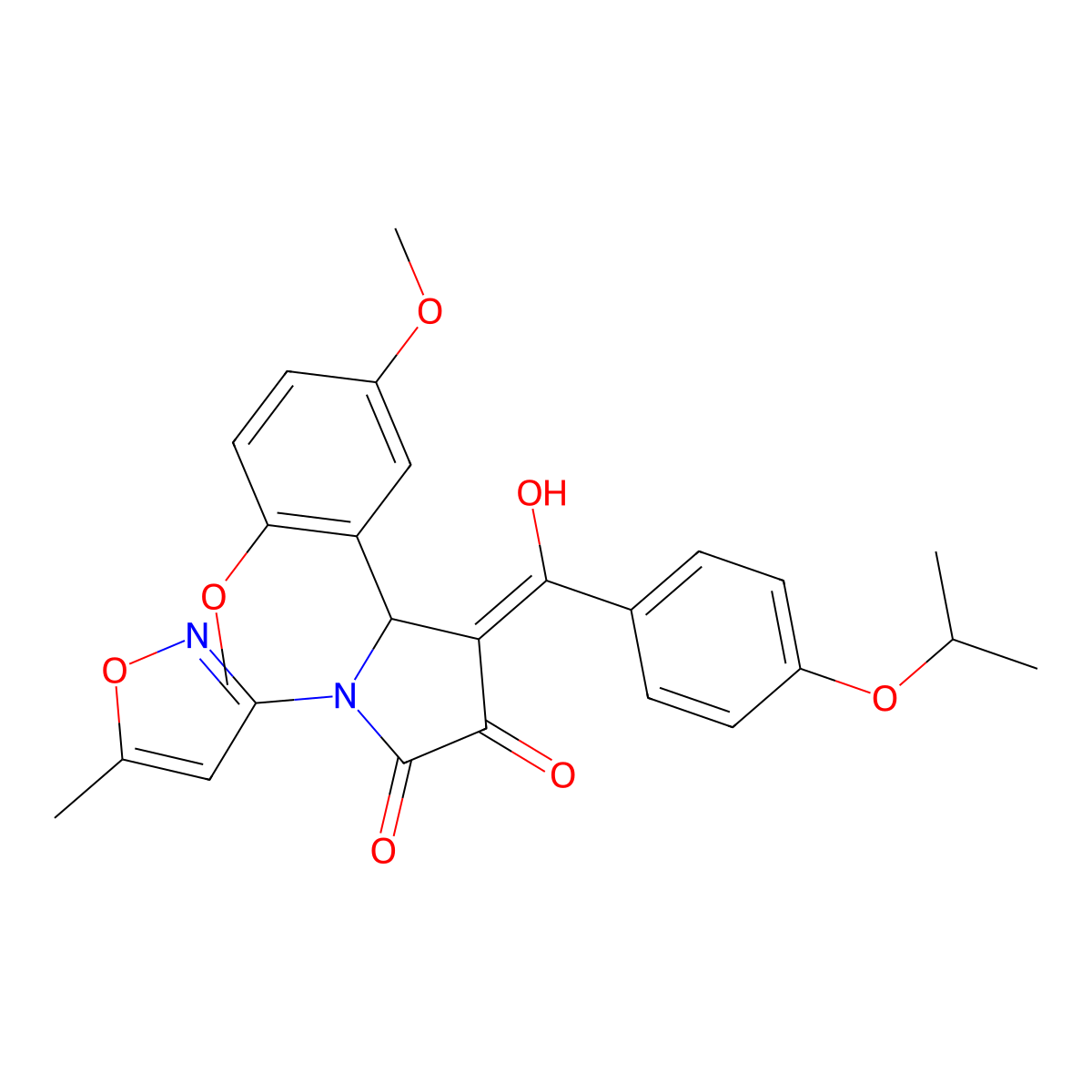 5-(2,5-dimethoxyphenyl)-3-hydroxy-1-(5-methyl-1,2-oxazol-3-yl)-4-[4-(propan-2-yloxy)benzoyl]-2,5-dihydro-1H-pyrrol-2-one molecular structure, CAS 618877-16-0