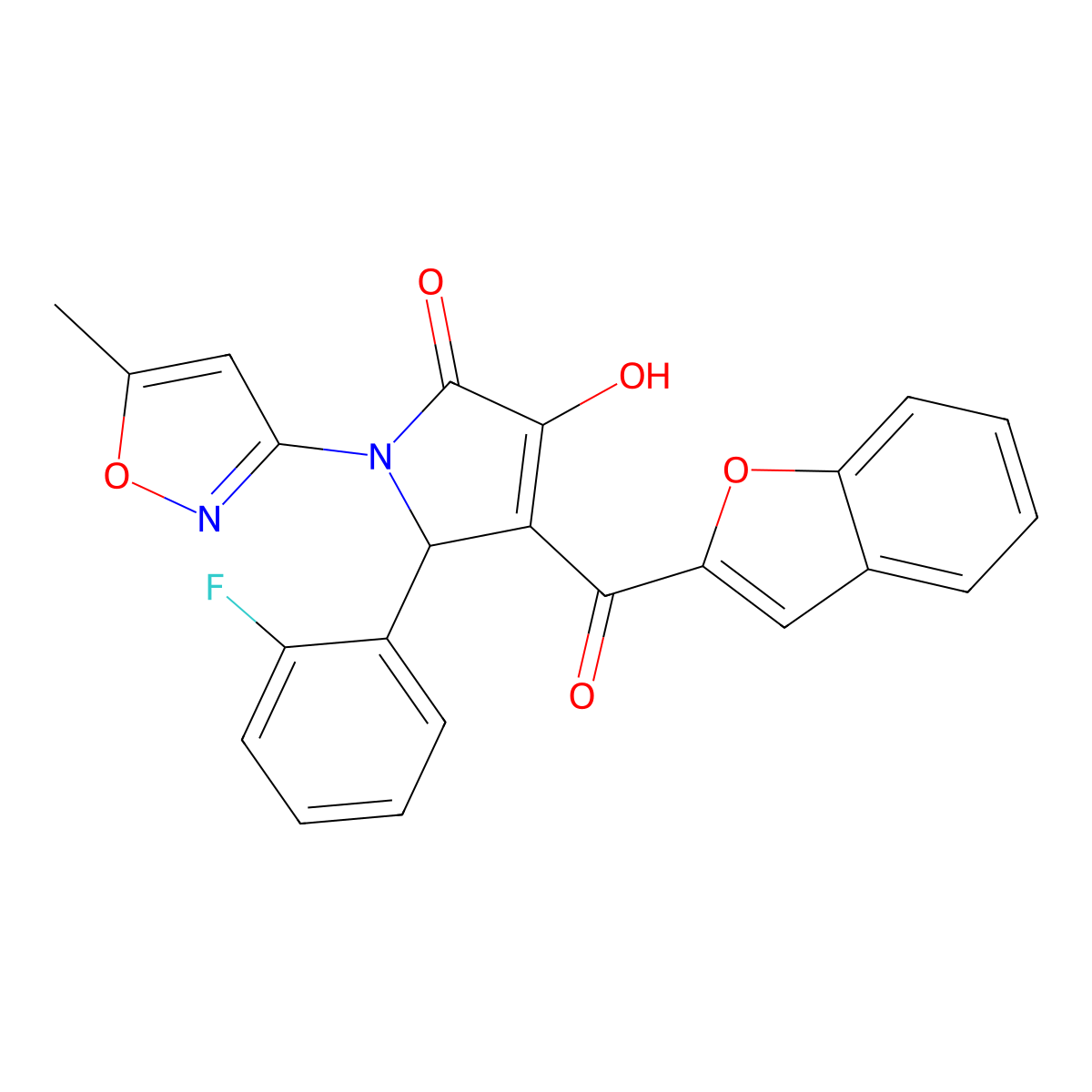 4-(benzofuran-2-carbonyl)-5-(2-fluorophenyl)-3-hydroxy-1-(5-methylisoxazol-3-yl)-1H-pyrrol-2(5H)-one molecular structure, CAS 618877-23-9
