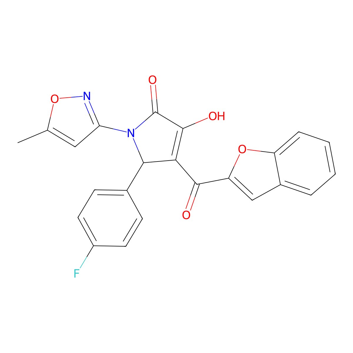4-(benzofuran-2-carbonyl)-5-(4-fluorophenyl)-3-hydroxy-1-(5-methylisoxazol-3-yl)-1H-pyrrol-2(5H)-one molecular structure, CAS 618877-24-0