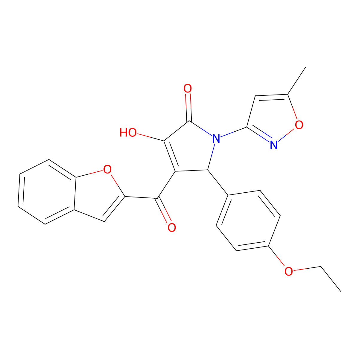 4-(benzofuran-2-carbonyl)-5-(4-ethoxyphenyl)-3-hydroxy-1-(5-methylisoxazol-3-yl)-1H-pyrrol-2(5H)-one molecular structure, CAS 618877-36-4