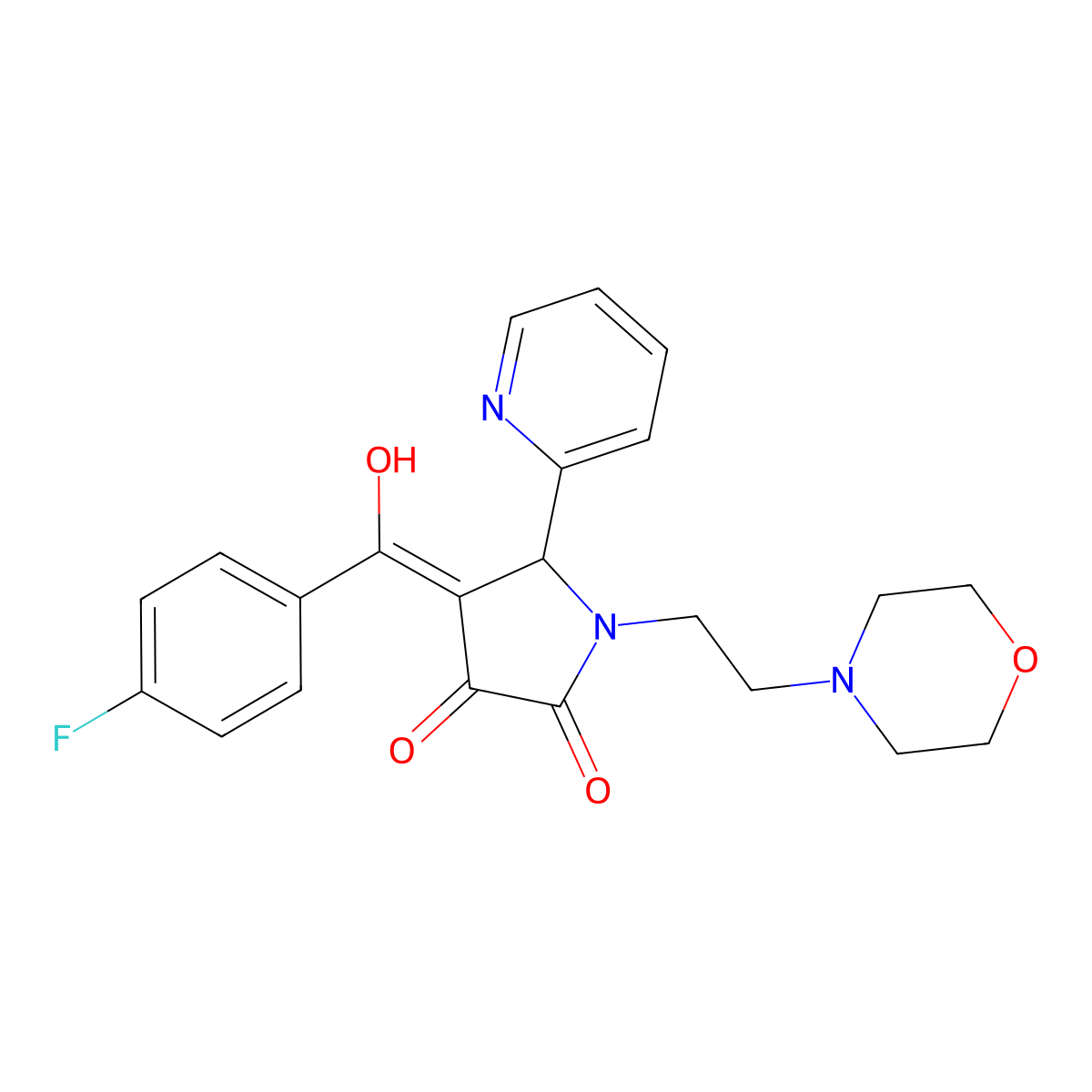 4-(4-fluorobenzoyl)-3-hydroxy-1-[2-(morpholin-4-yl)ethyl]-5-(pyridin-2-yl)-2,5-dihydro-1H-pyrrol-2-one molecular structure, CAS 618877-63-7